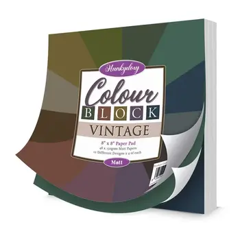 HUNKYDORY CRAFTS LTD. HUNKYDORY COLOUR BLOCK VINTAGE 8x8 PAPER PAD