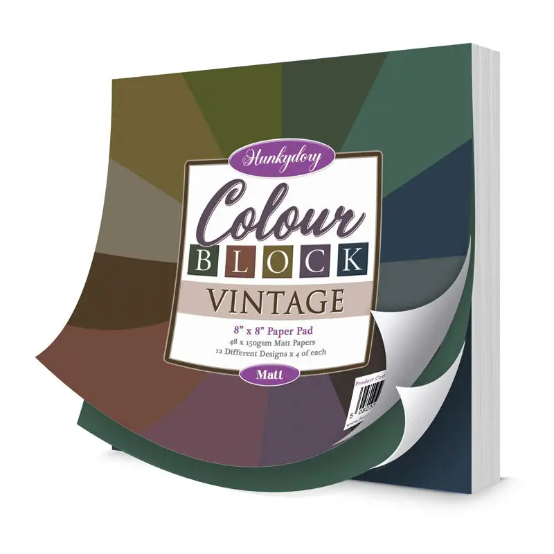 HUNKYDORY CRAFTS LTD. HUNKYDORY COLOUR BLOCK VINTAGE 8x8 PAPER PAD