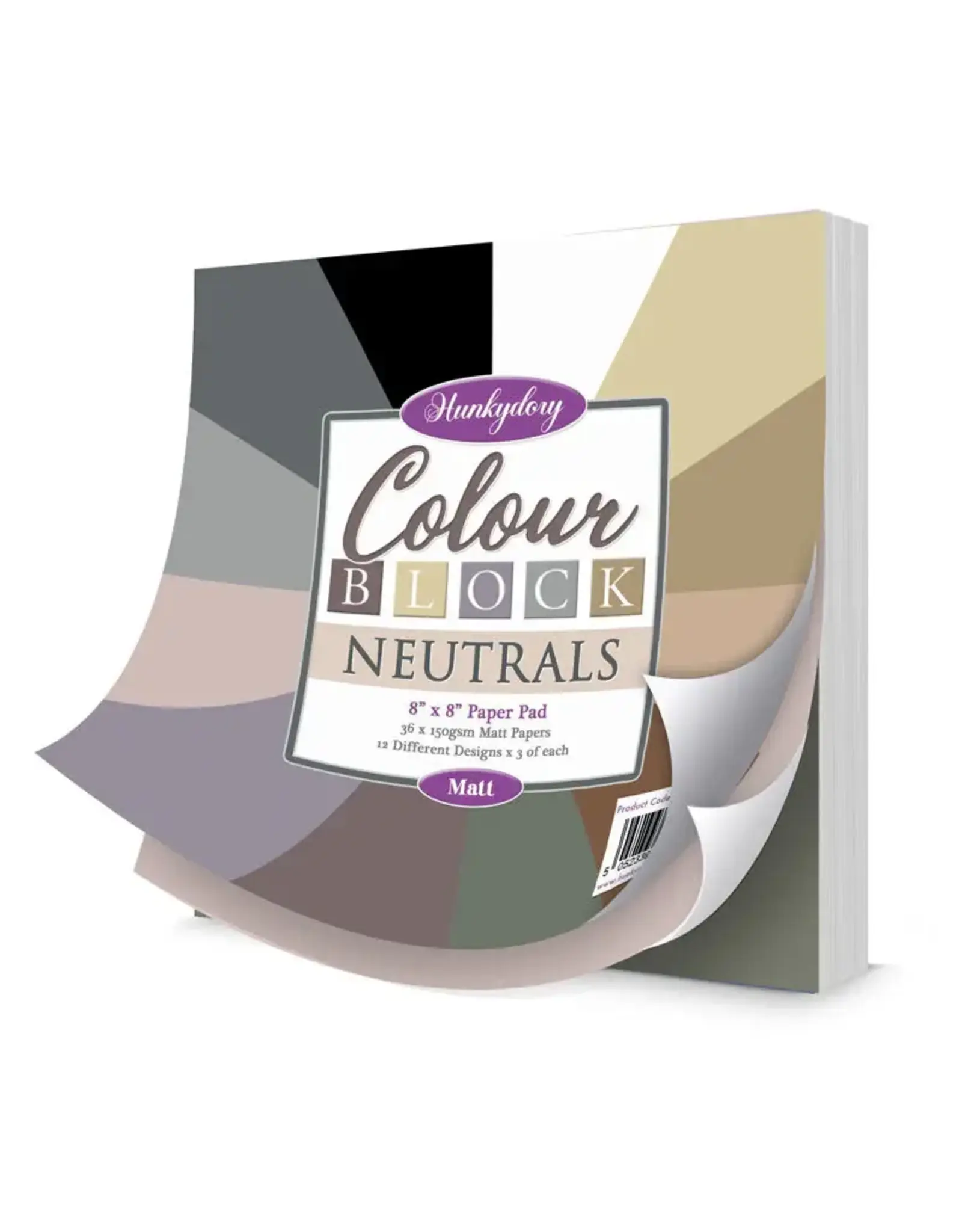 HUNKYDORY CRAFTS LTD. HUNKYDORY COLOUR BLOCK NEUTRALS 8x8 PAPER PAD