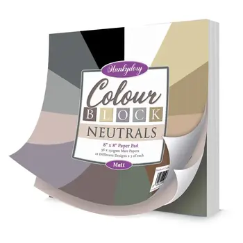 HUNKYDORY CRAFTS LTD. HUNKYDORY COLOUR BLOCK NEUTRALS 8x8 PAPER PAD