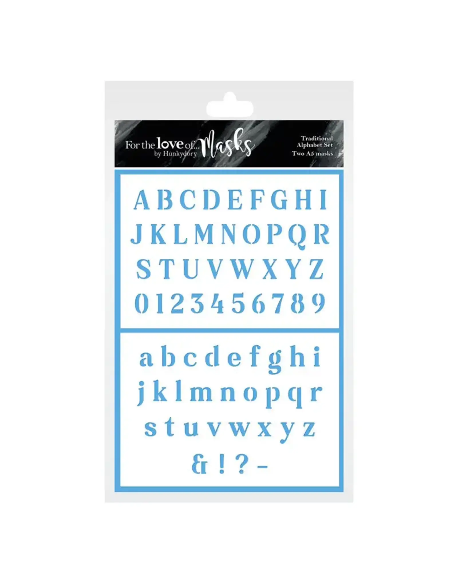 HUNKYDORY CRAFTS LTD. HUNKYDORY FOR THE LOVE OF MASKS TRADITIONAL ALPHABET A5 STENCIL SET