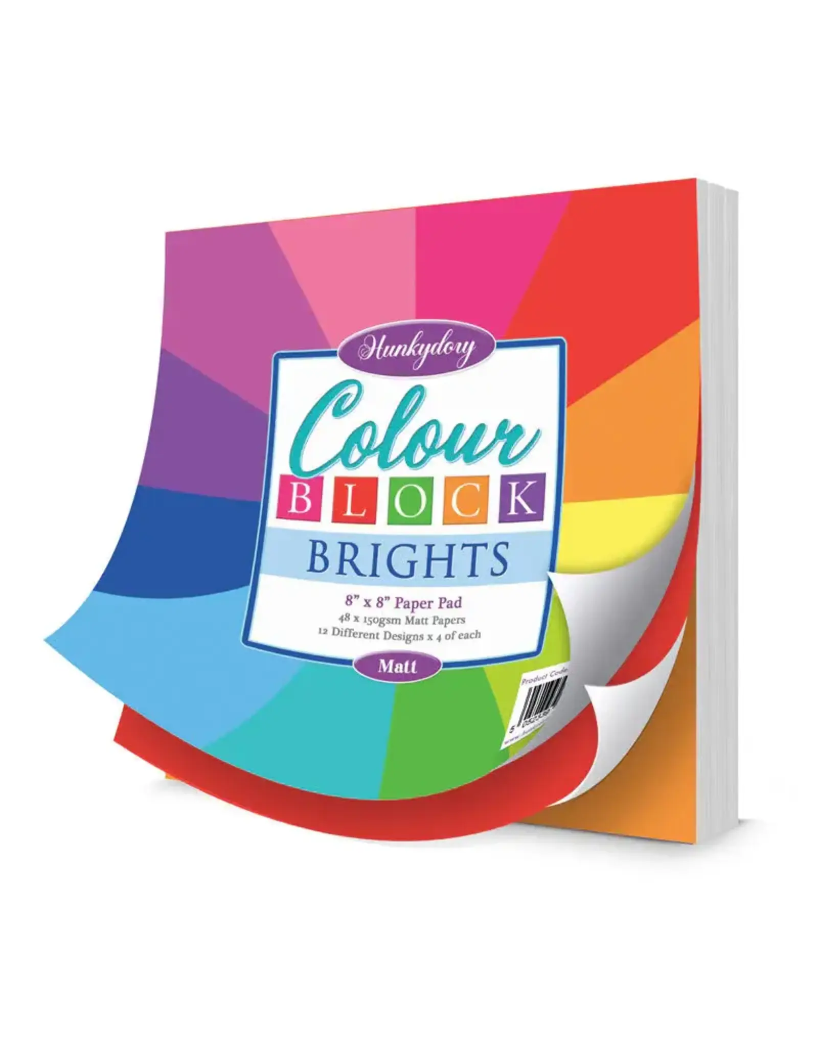 HUNKYDORY CRAFTS LTD. HUNKYDORY COLOUR BLOCK BRIGHTS 8x8 PAPER PAD