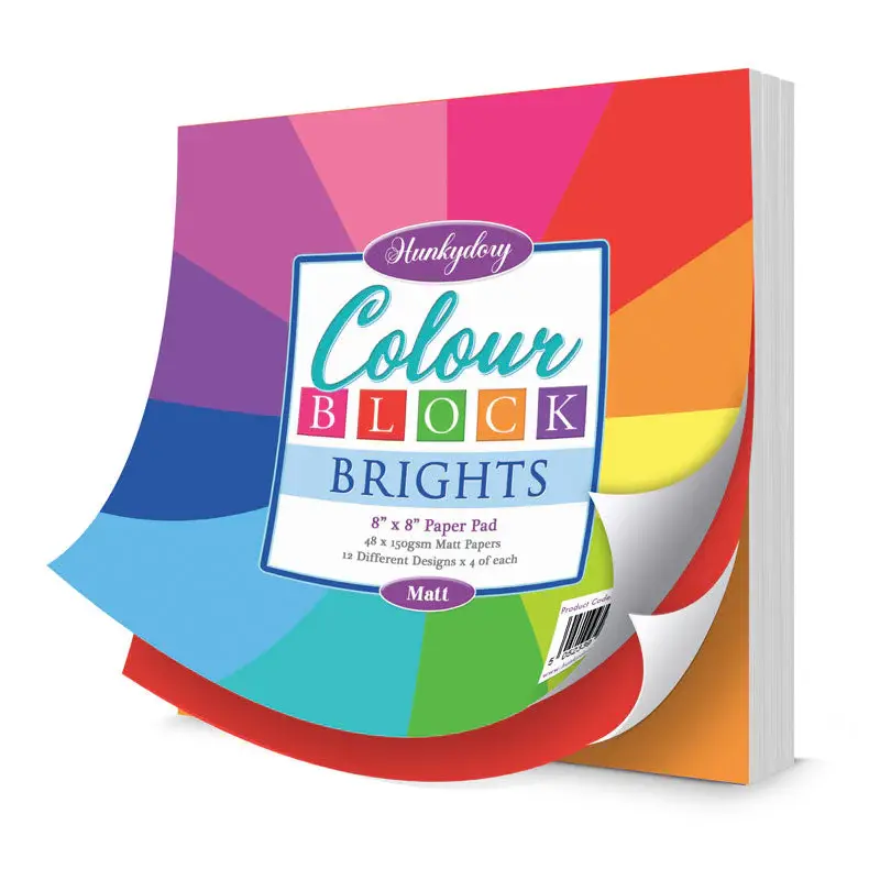 HUNKYDORY CRAFTS LTD. HUNKYDORY COLOUR BLOCK BRIGHTS 8x8 PAPER PAD
