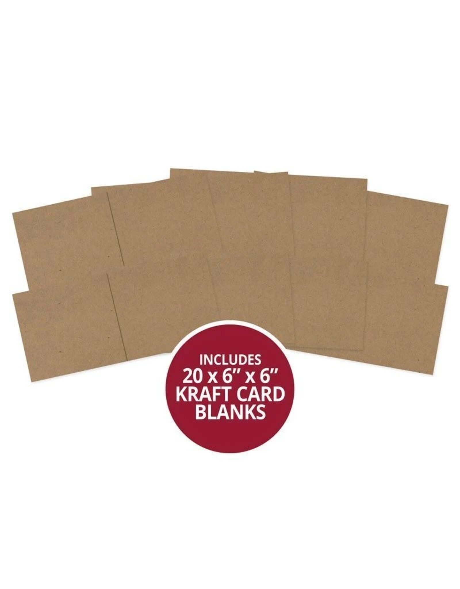 HUNKYDORY CRAFTS LTD. HUNKYDORY KRAZY KRAFT PRE-SCORED 6x6 CARD BLANKS & ENVELOPES- KRAFT 20/PK