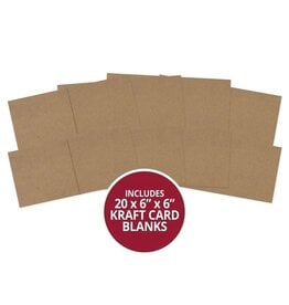 HUNKYDORY CRAFTS LTD. HUNKYDORY KRAZY KRAFT PRE-SCORED 6x6 CARD BLANKS & ENVELOPES- KRAFT 20/PK