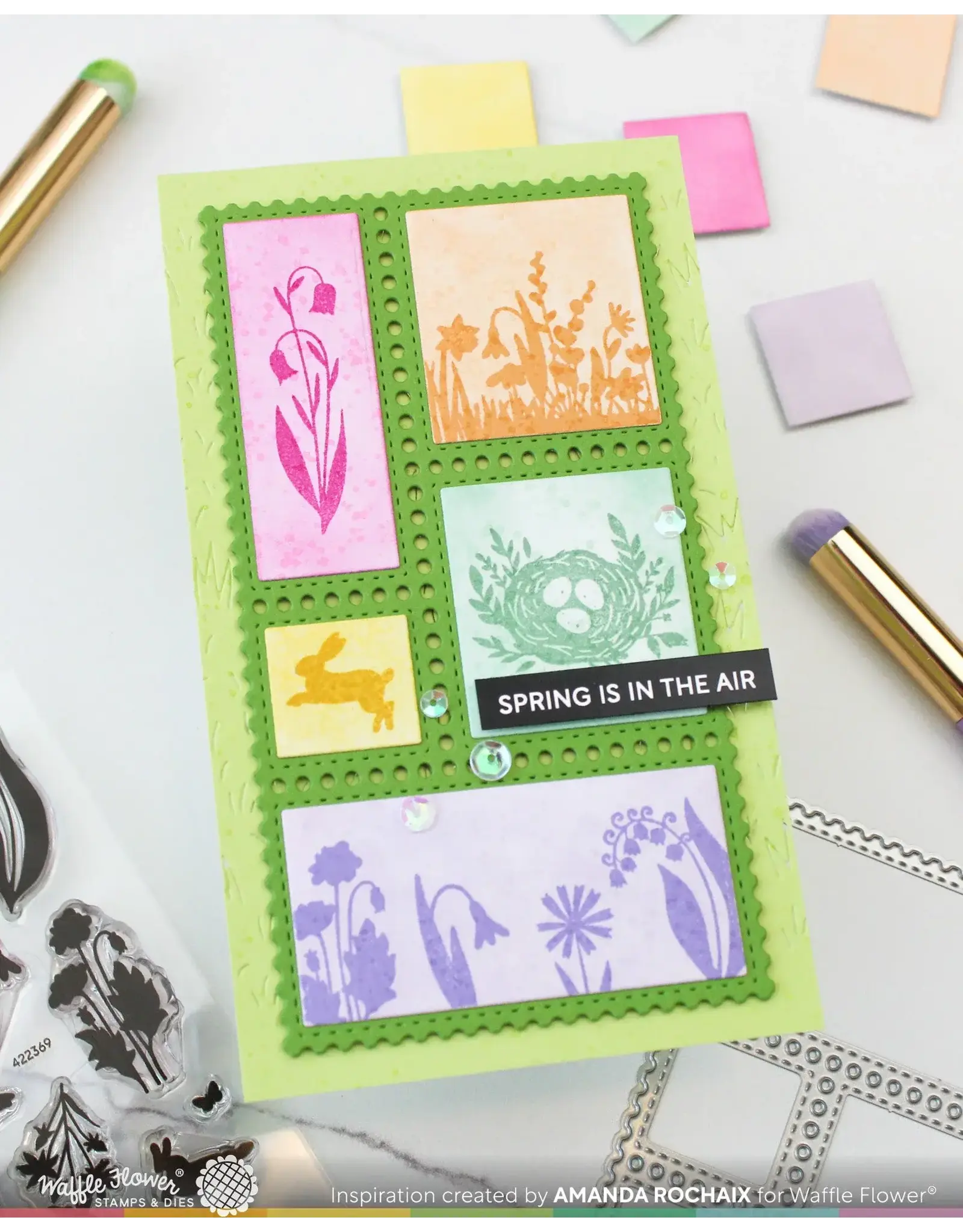 WAFFLE FLOWER WAFFLE FLOWER POSTAGE COLLAGE SPRING SILHOUETTES CLEAR STAMP SET