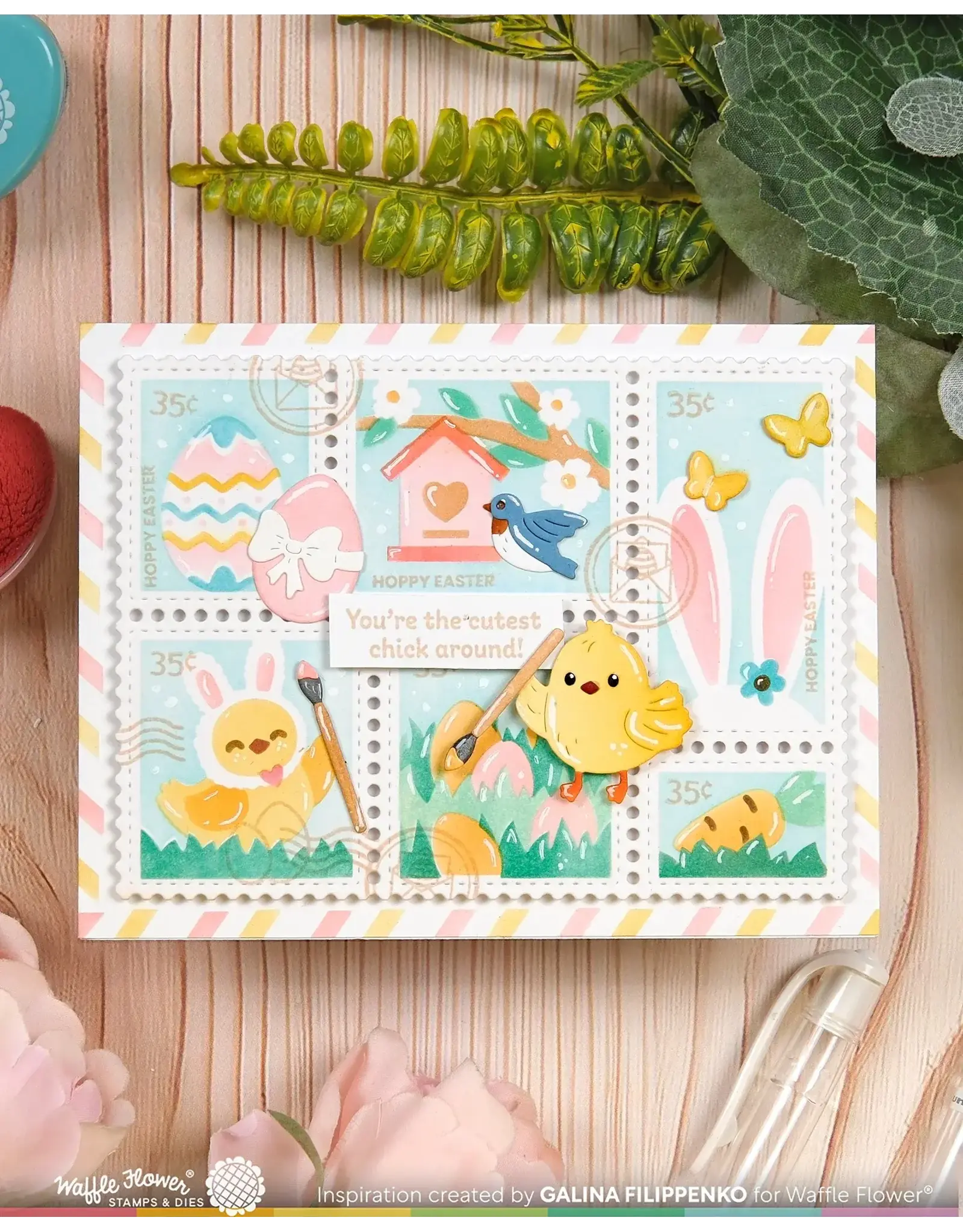 WAFFLE FLOWER WAFFLE FLOWER POSTAGE COLLAGE EGG HUNT CLEAR STAMP SET