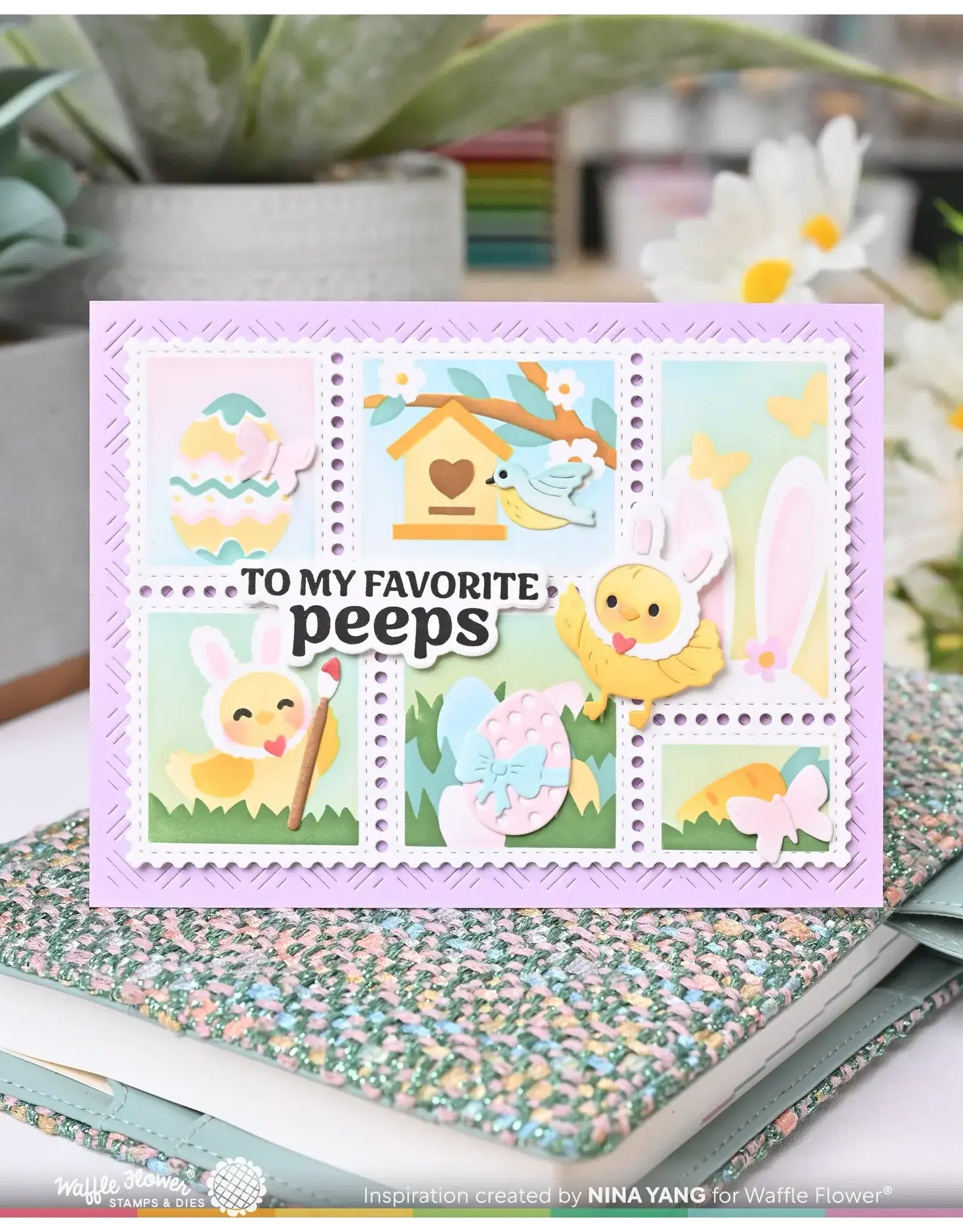 WAFFLE FLOWER WAFFLE FLOWER POSTAGE COLLAGE EGG HUNT STENCIL SET