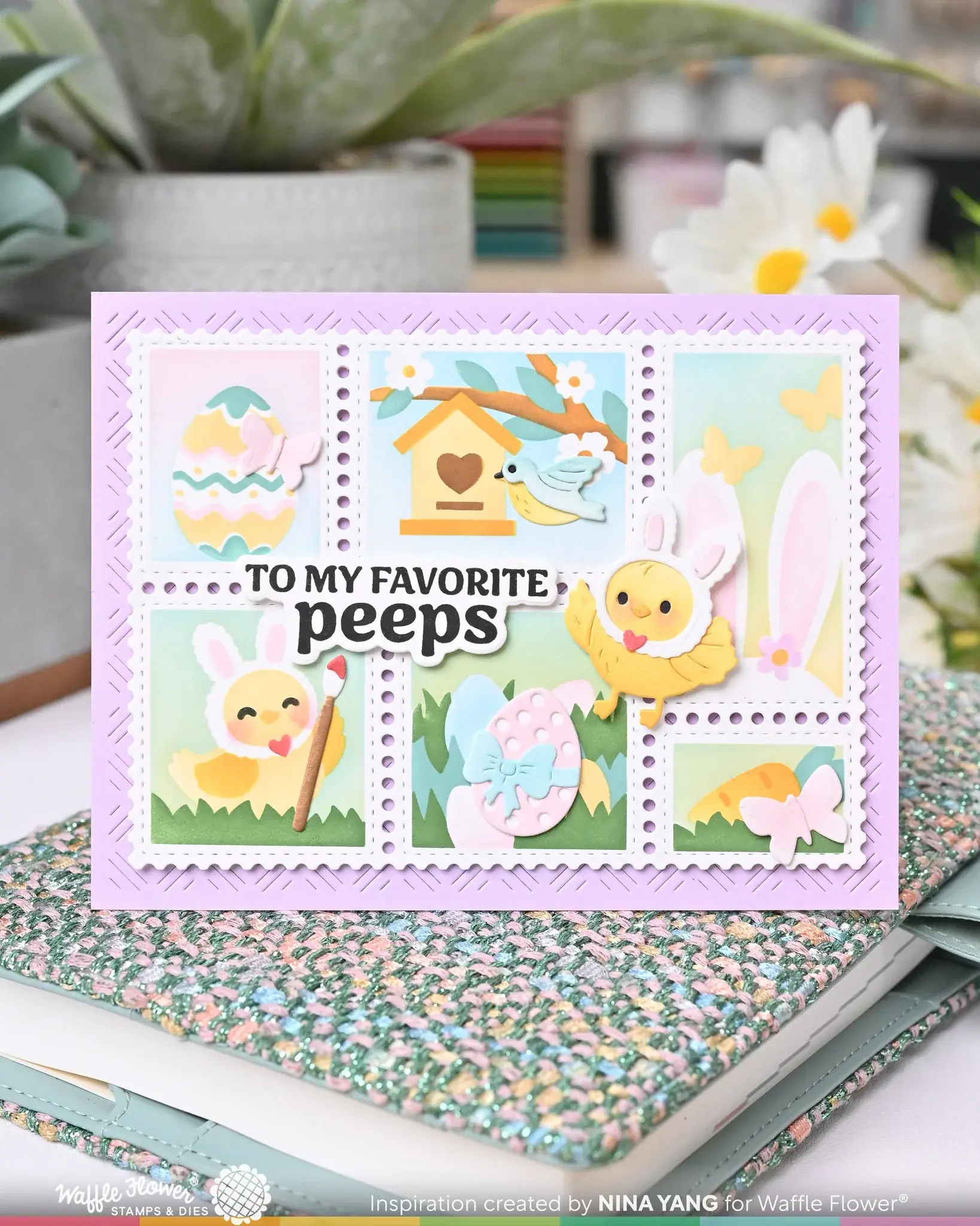 WAFFLE FLOWER WAFFLE FLOWER POSTAGE COLLAGE EGG HUNT STENCIL SET