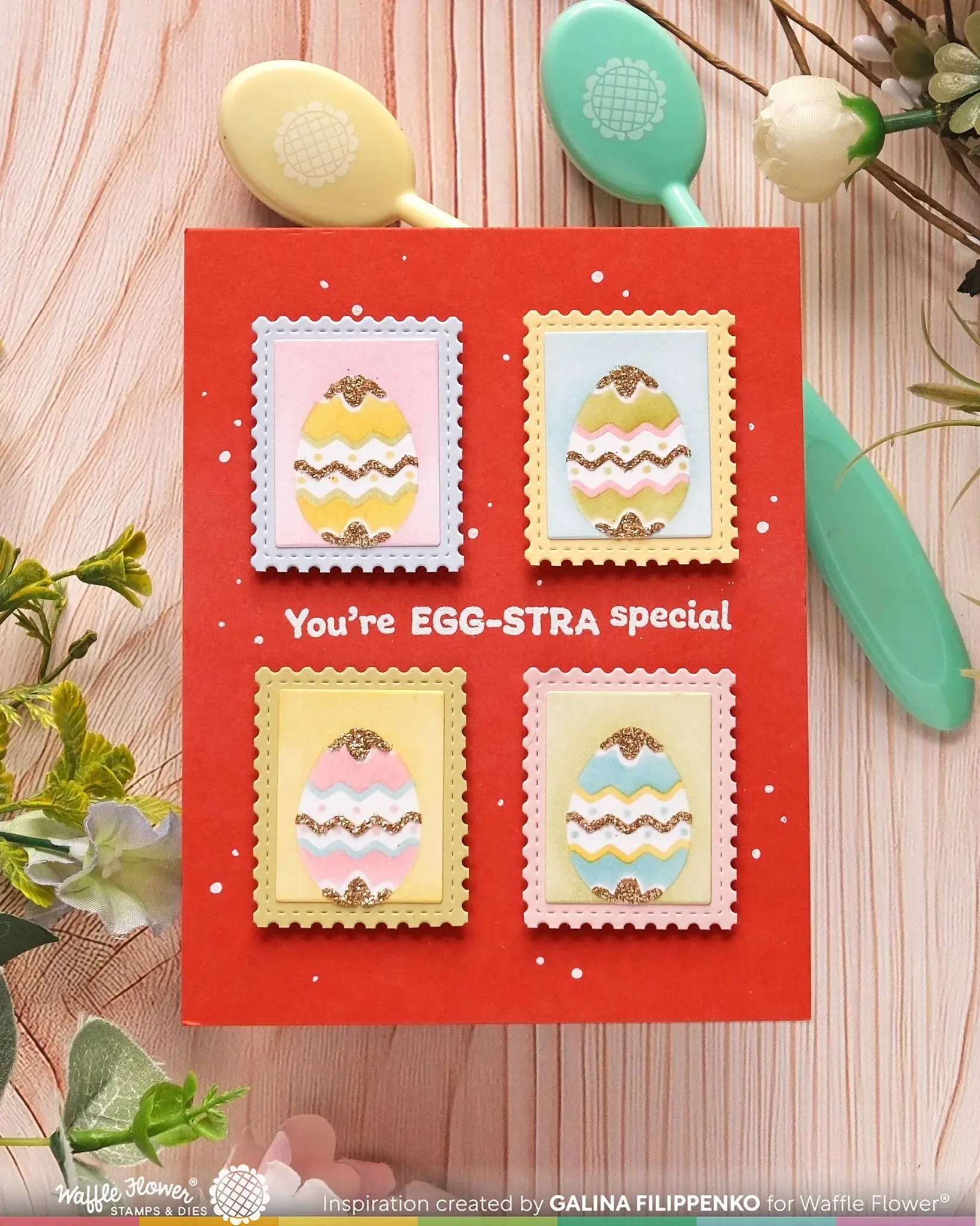 WAFFLE FLOWER WAFFLE FLOWER POSTAGE COLLAGE EGG HUNT STENCIL SET