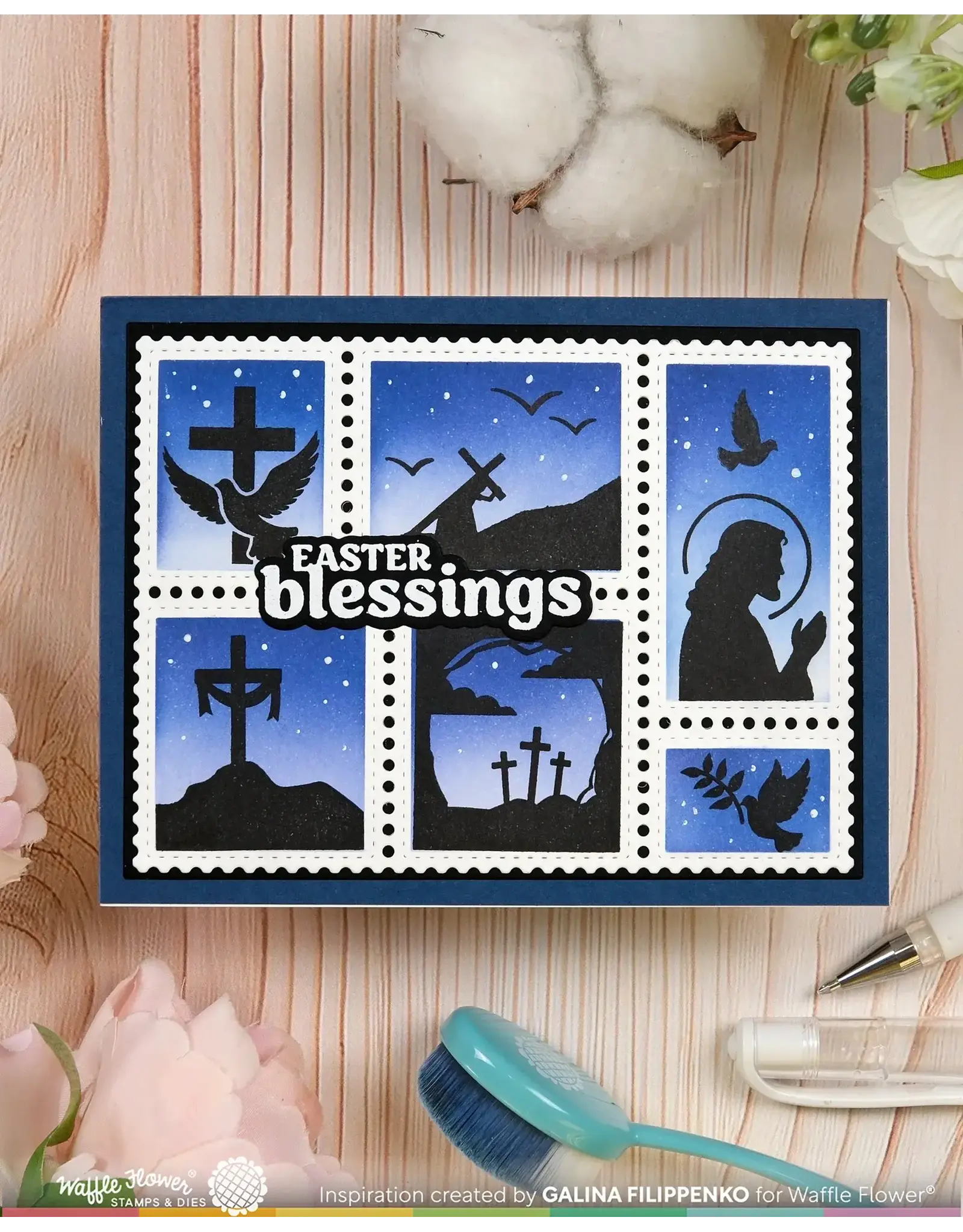 WAFFLE FLOWER WAFFLE FLOWER POSTAGE COLLAGE EASTER SILHOUETTES CLEAR STAMP SET