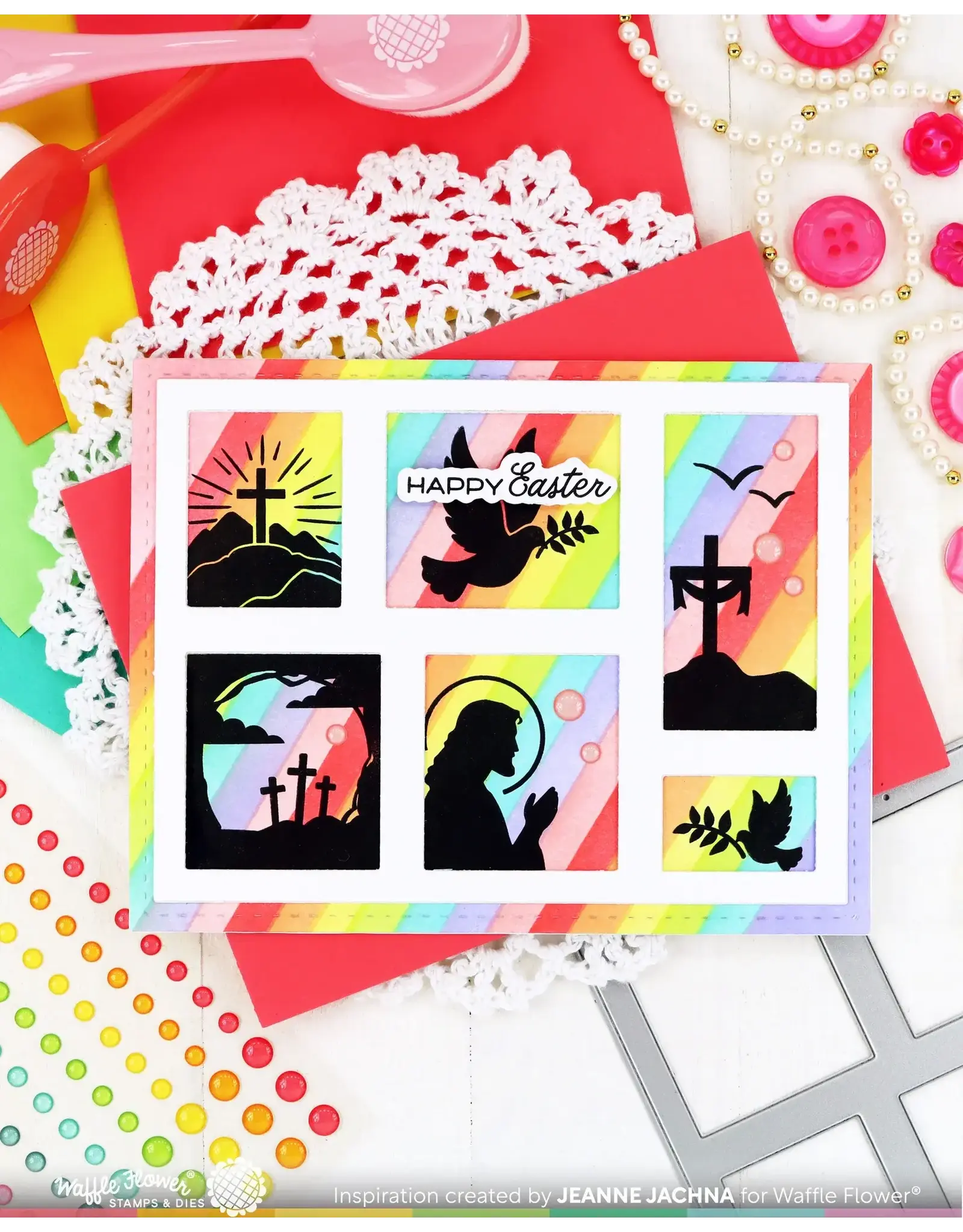 WAFFLE FLOWER WAFFLE FLOWER POSTAGE COLLAGE EASTER SILHOUETTES CLEAR STAMP SET