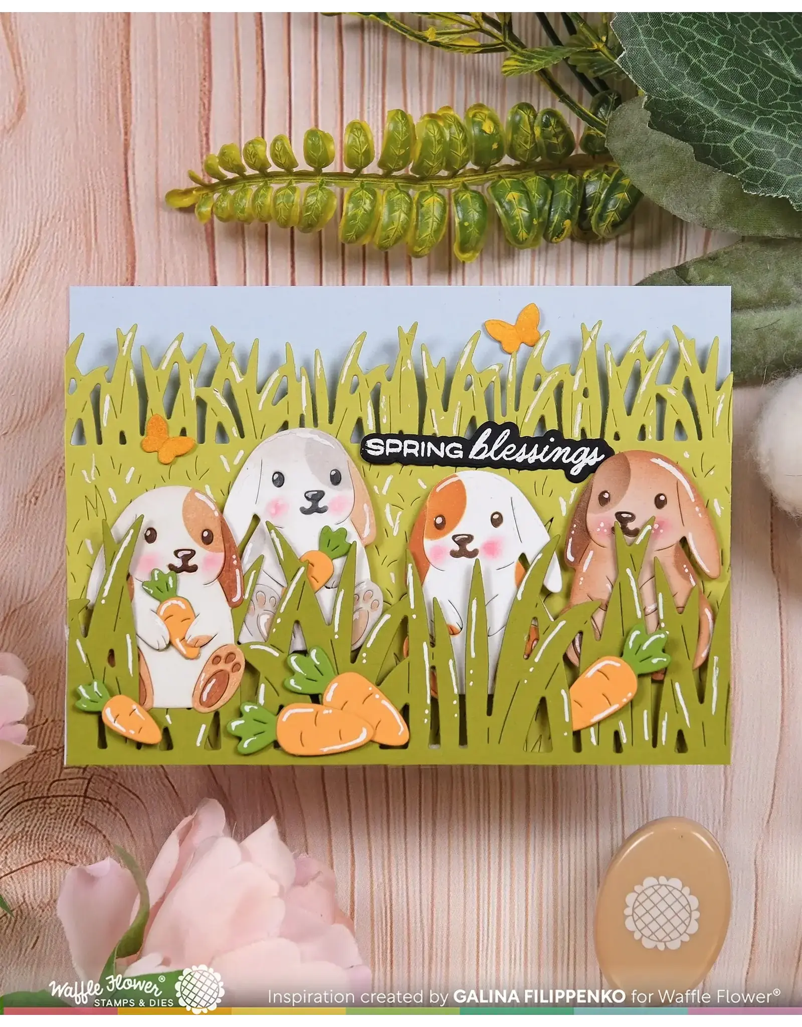 WAFFLE FLOWER WAFFLE FLOWER POSTAGE COLLAGE BUNNY SILHOUETTES DIE SET