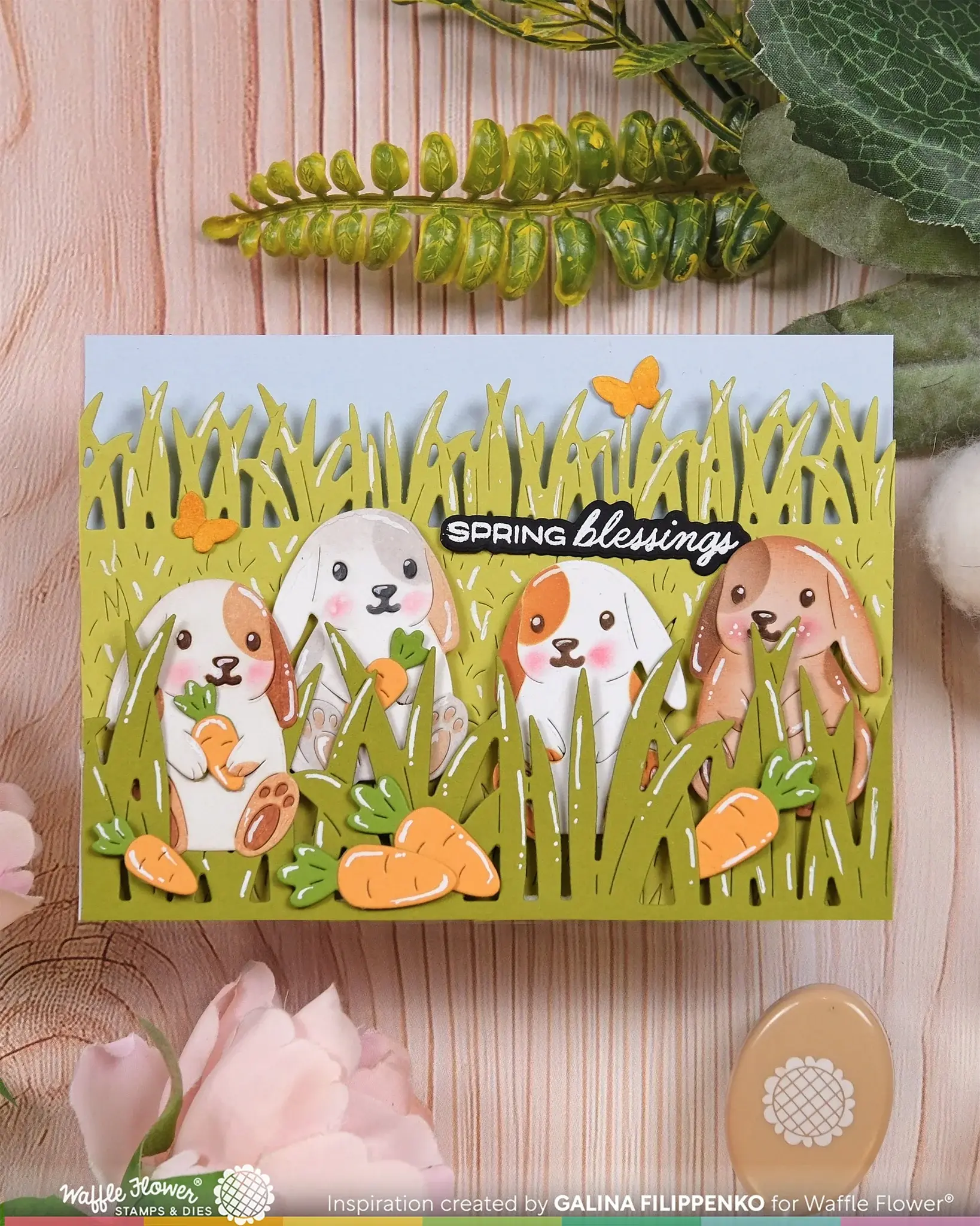 WAFFLE FLOWER WAFFLE FLOWER POSTAGE COLLAGE BUNNY SILHOUETTES DIE SET