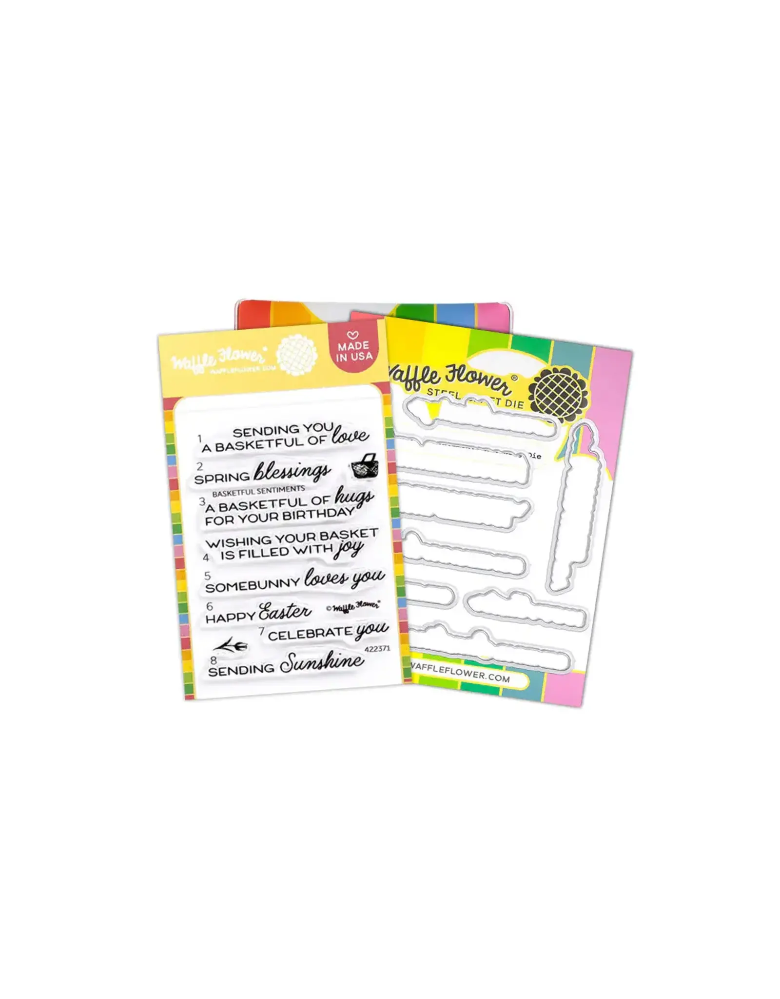WAFFLE FLOWER WAFFLE FLOWER BASKETFUL SENTIMENTS CLEAR STAMP SET AND DIE COMBO