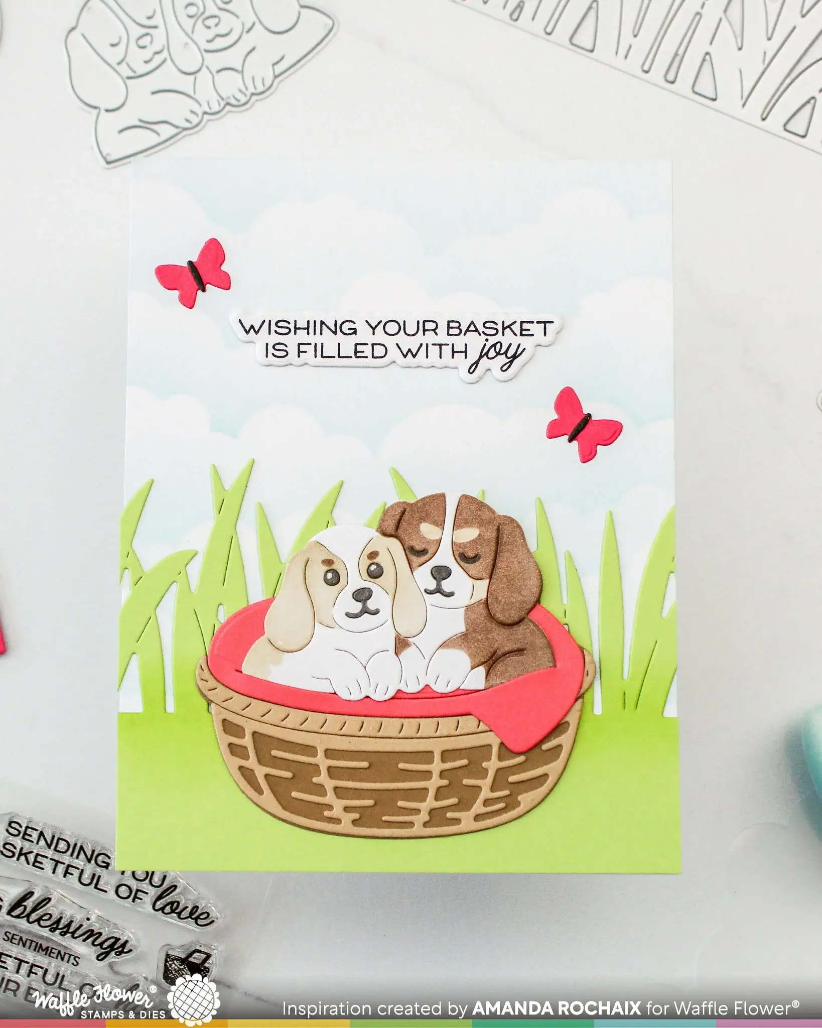WAFFLE FLOWER WAFFLE FLOWER BASKETFUL OF PUPPIES DIE-N-STENCIL