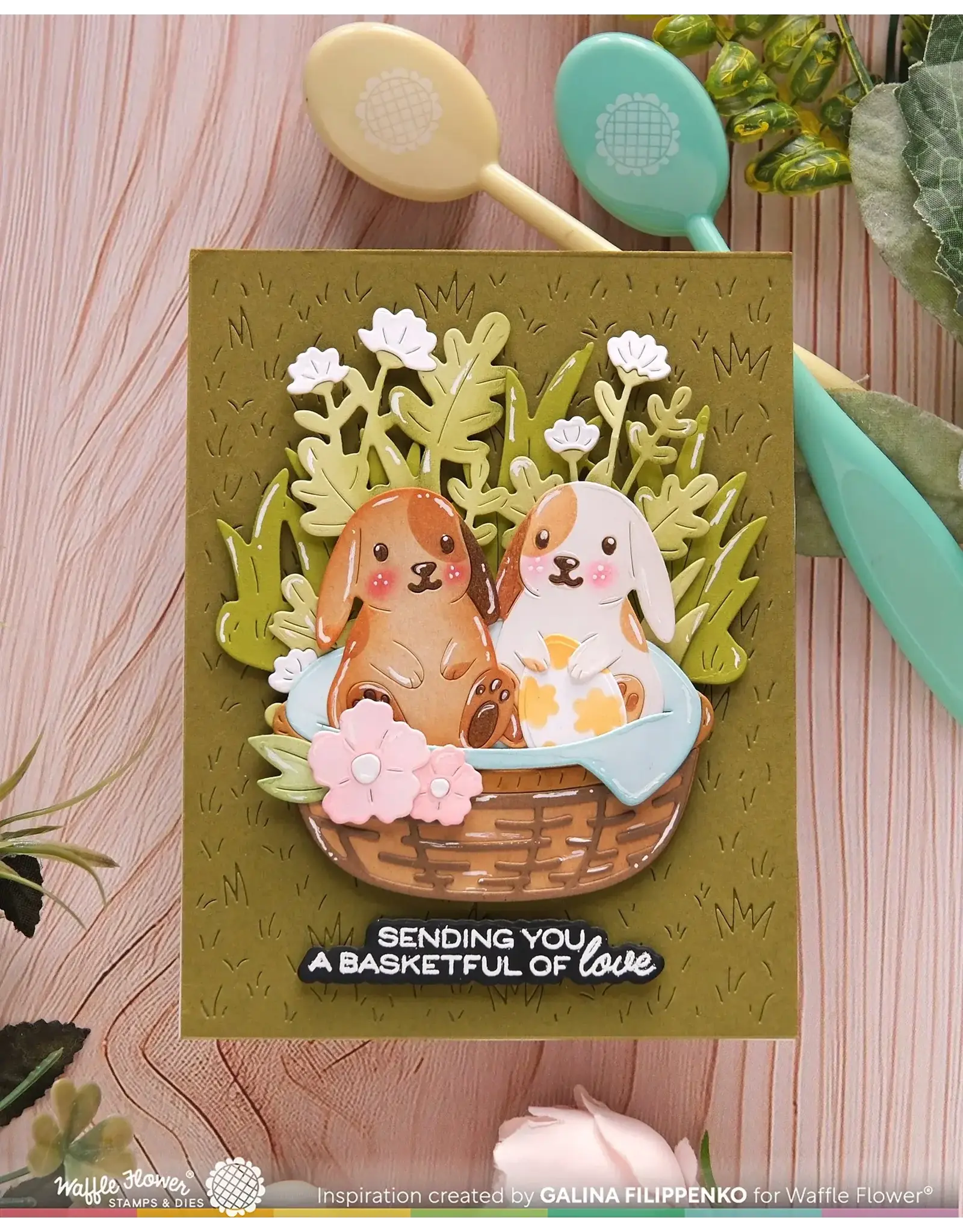 WAFFLE FLOWER WAFFLE FLOWER BASKETFUL OF BUNNY DIE-N-STENCIL
