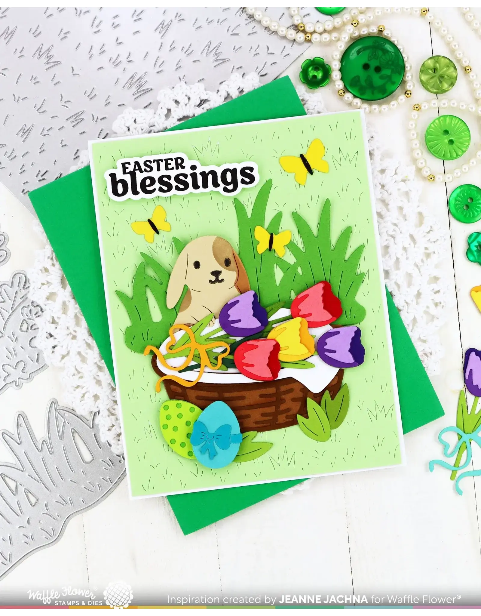 WAFFLE FLOWER WAFFLE FLOWER BASKETFUL OF BUNNY DIE-N-STENCIL