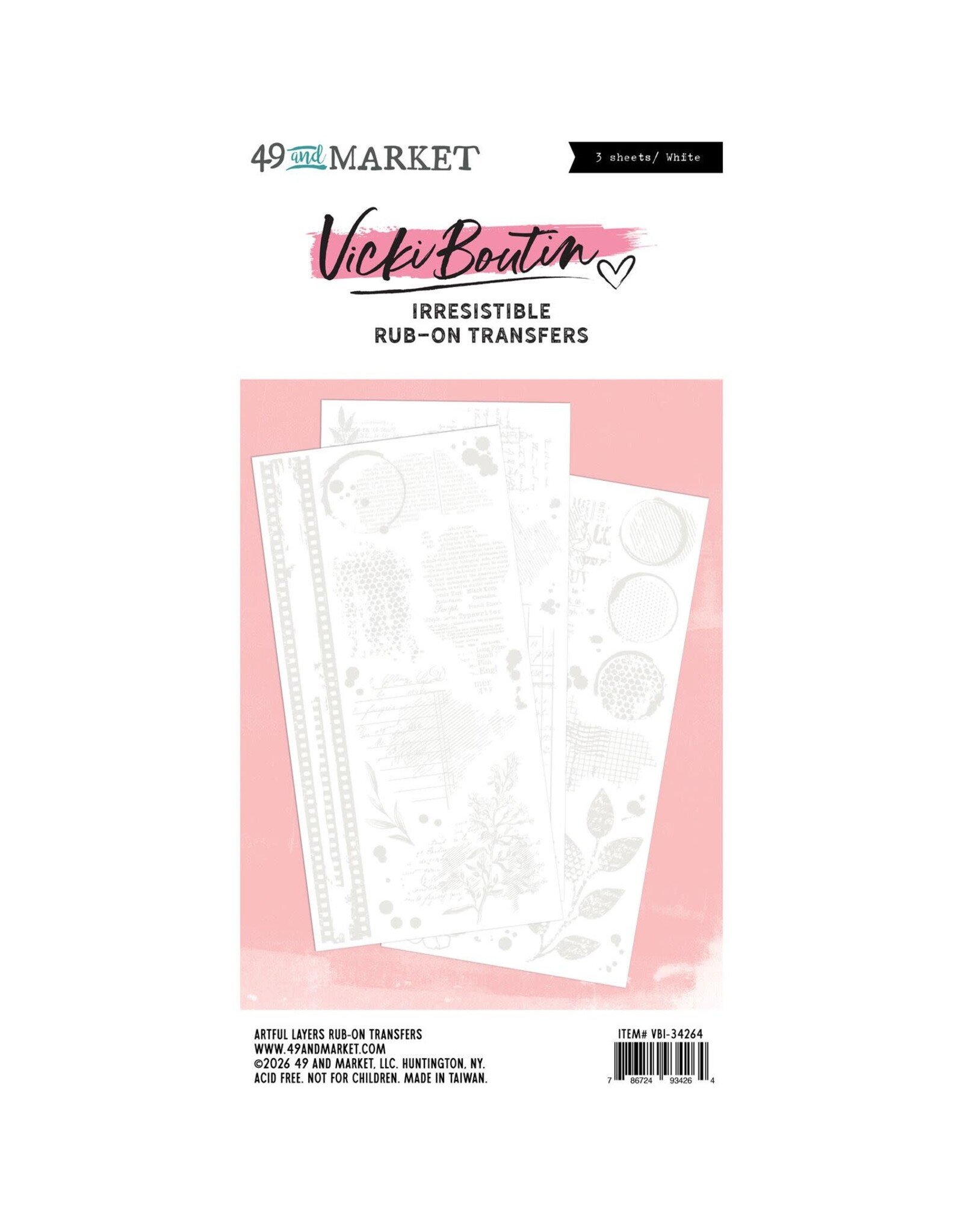 49 AND MARKET 49 AND MARKET VICKI BOUTIN IRRESISTIBLE LAYERS 6x12 RUB-ON TRANSFER SET 3/PK