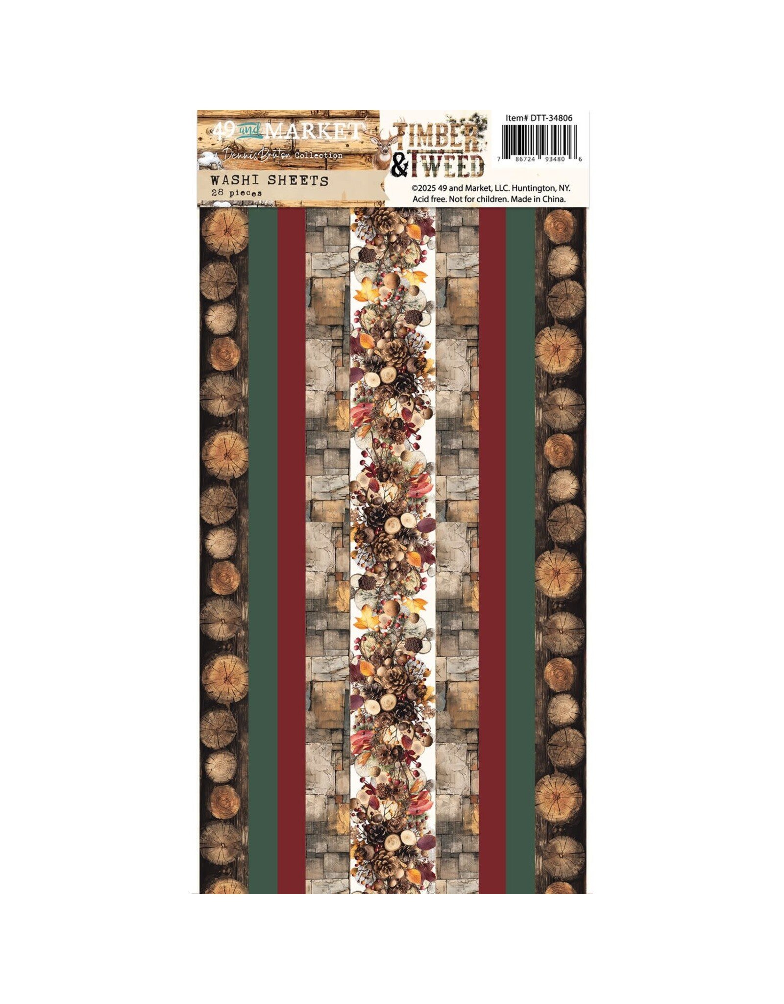 49 AND MARKET 49 AND MARKET TIMBER AND TWEED 6x12 WASHI TAPE SHEETS