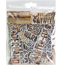 49 AND MARKET 49 AND MARKET TIMBER AND TWEED SENTIMENTS CHIPBOARD SET 42 PIECES
