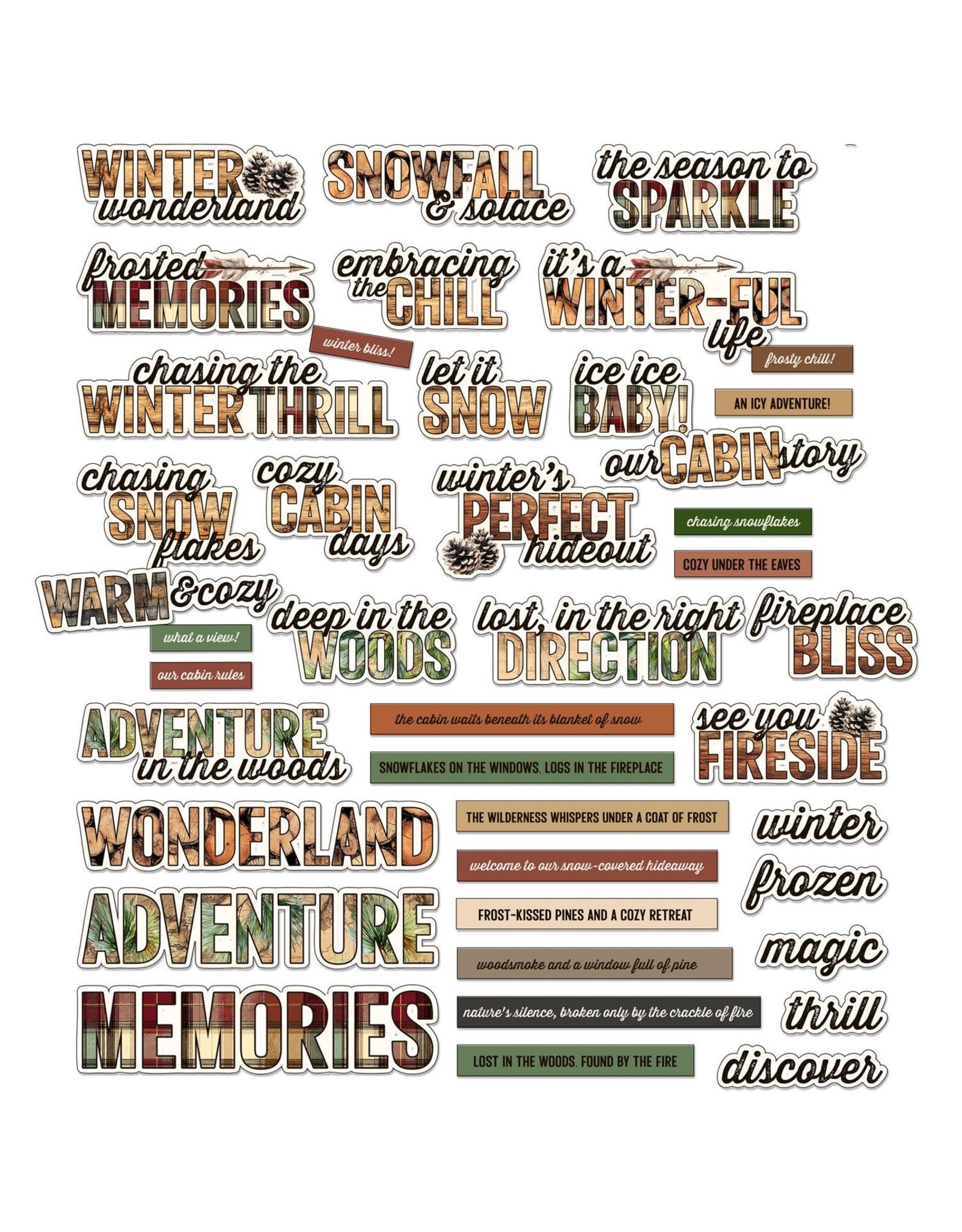 49 AND MARKET 49 AND MARKET TIMBER AND TWEED SENTIMENTS CHIPBOARD SET 42 PIECES