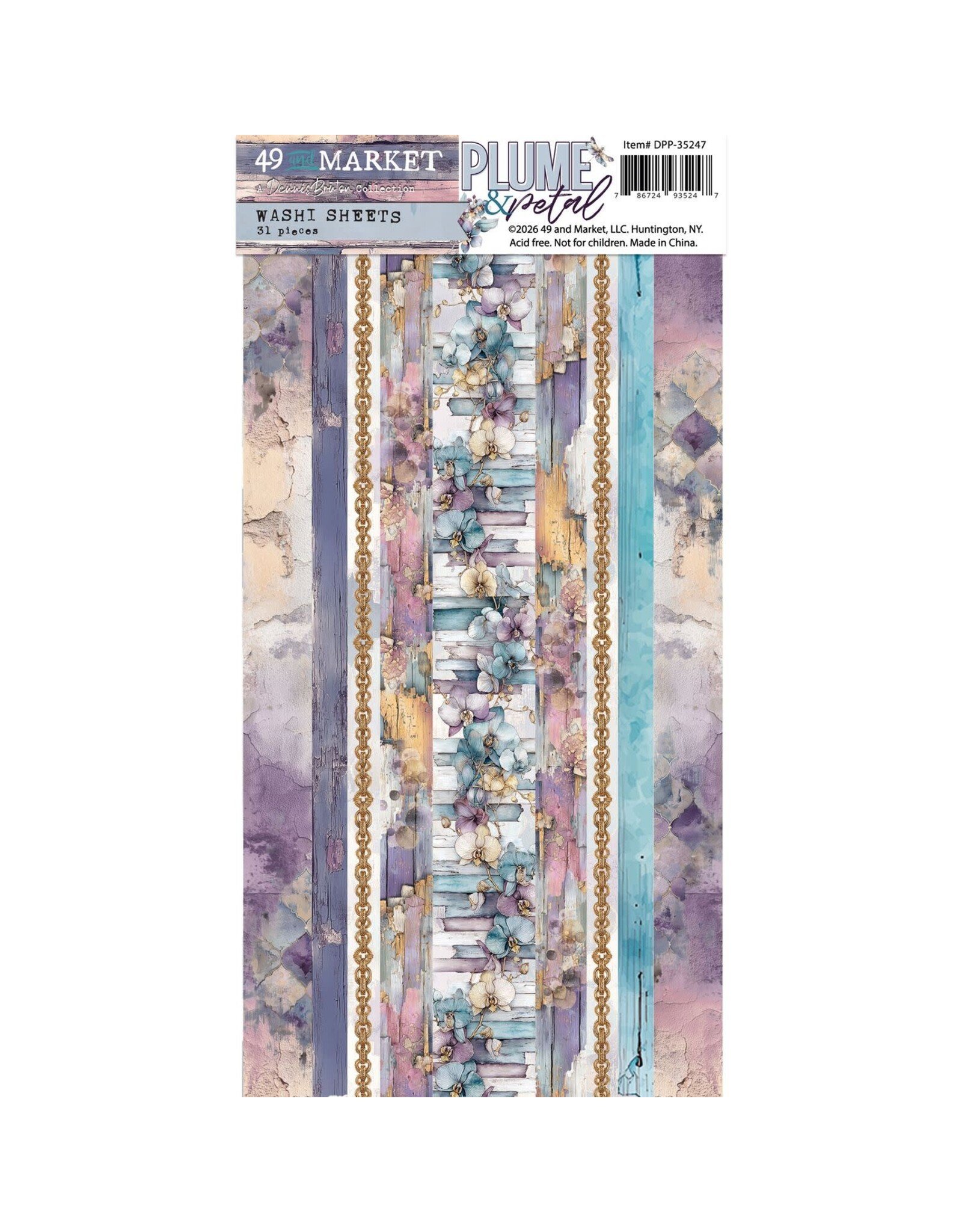 49 AND MARKET 49 AND MARKET PLUME & PETAL 6x12 WASHI TAPE SHEETS