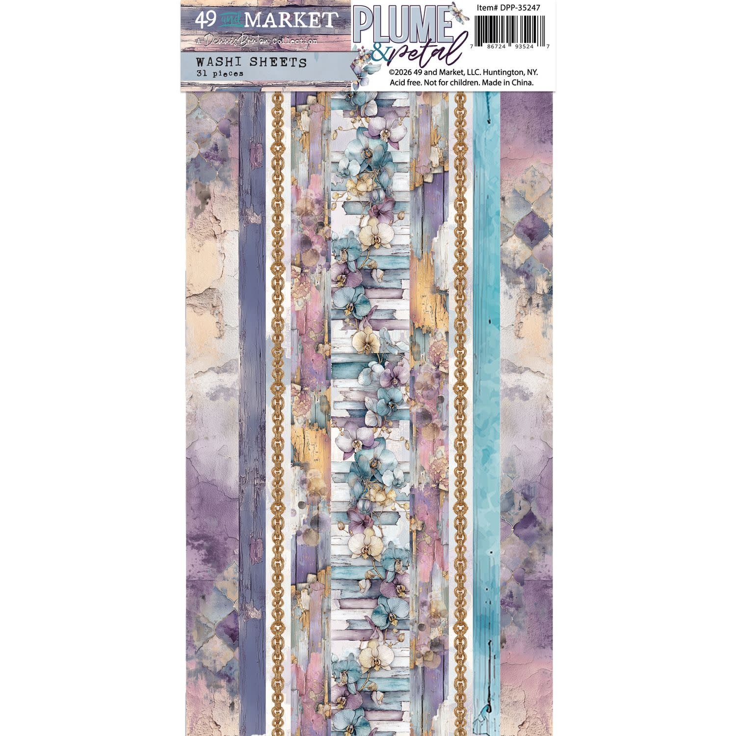 49 AND MARKET 49 AND MARKET PLUME & PETAL 6x12 WASHI TAPE SHEETS