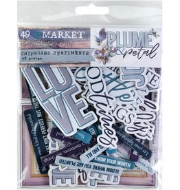 49 AND MARKET 49 AND MARKET PLUME & PETAL SENTIMENTS CHIPBOARD SET 43 PIECES