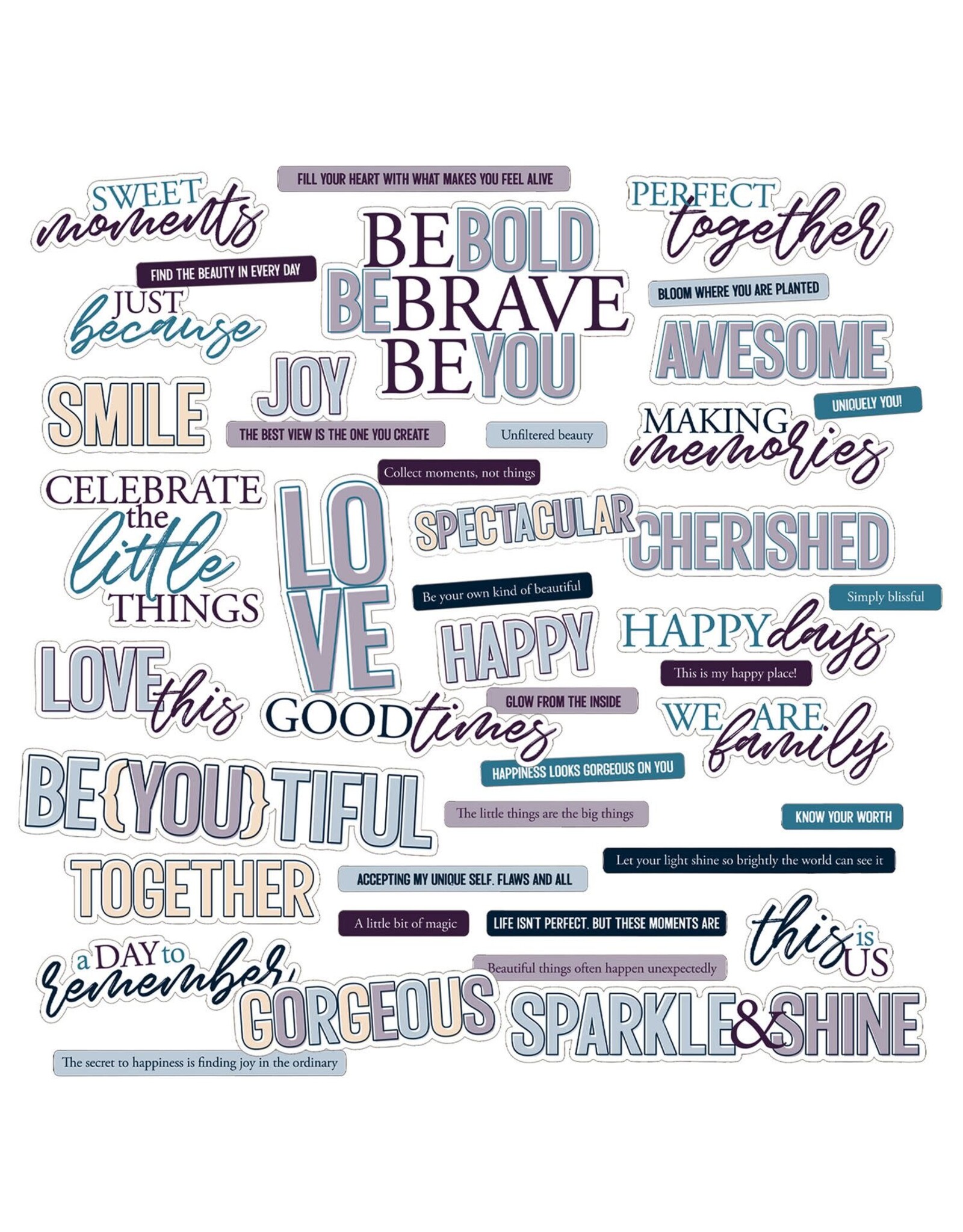 49 AND MARKET 49 AND MARKET PLUME & PETAL SENTIMENTS CHIPBOARD SET 43 PIECES