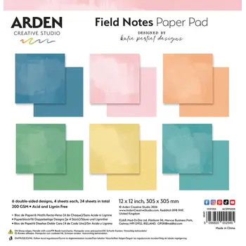 ARDEN CREATIVE STUDIO ARDEN CREATIVE STUDIO FIELD NOTES SOLIDS 12x12 PAPER PAD 24 SHEETS