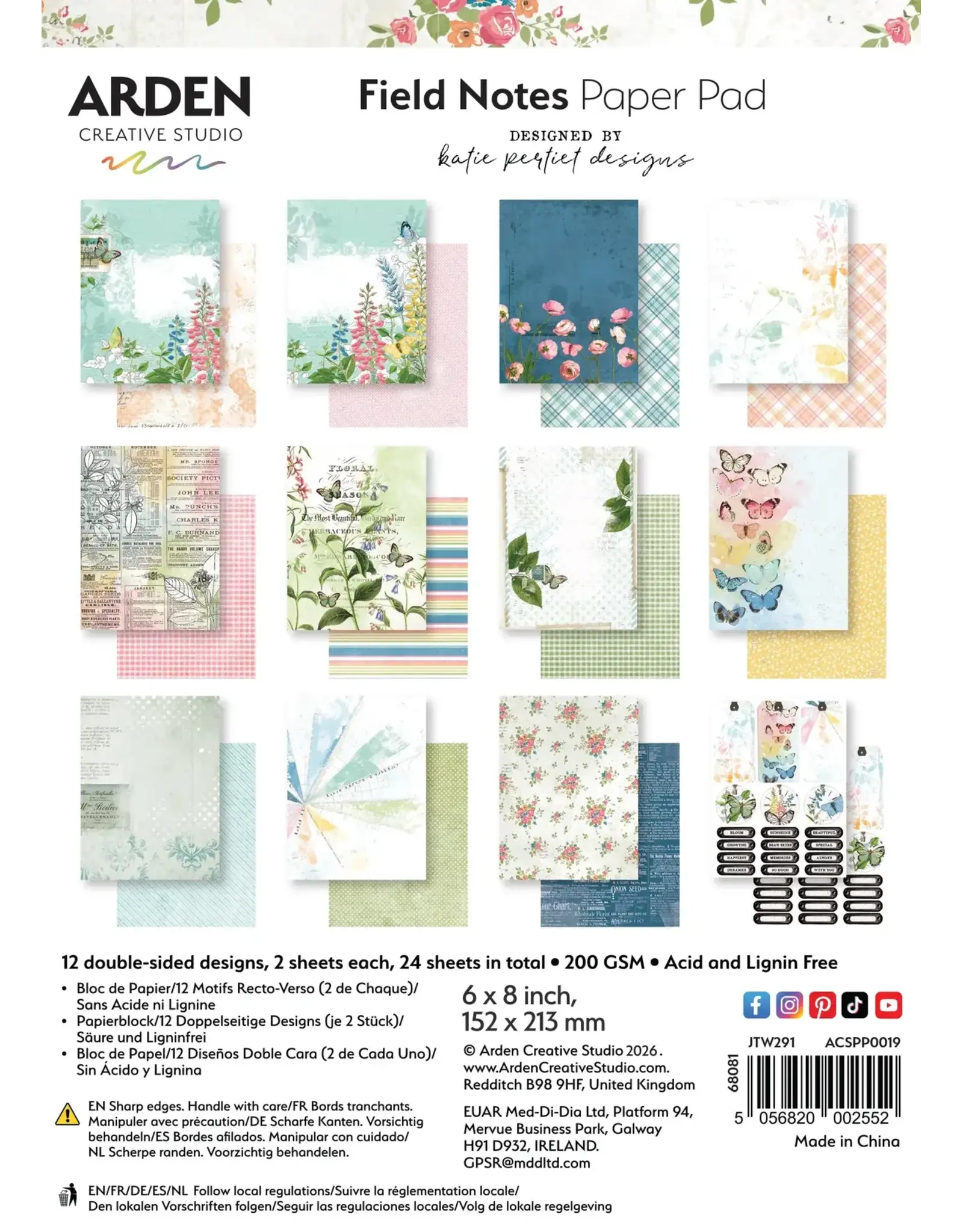 ARDEN CREATIVE STUDIO ARDEN CREATIVE STUDIO FIELD NOTES 6x8 PAPER PAD