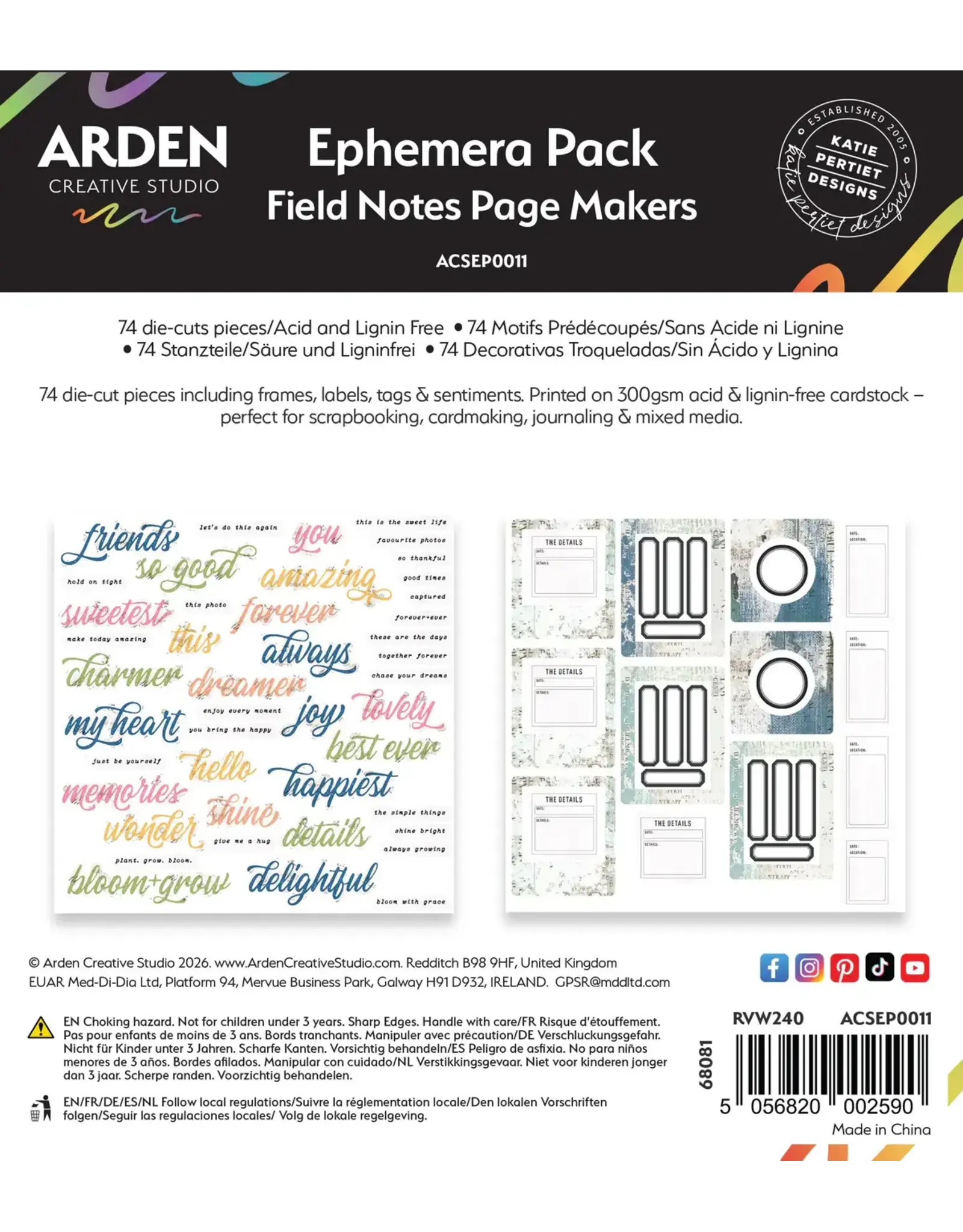 ARDEN CREATIVE STUDIO ARDEN CREATIVE STUDIO FIELD NOTES PAGE MAKERS EPHEMERA DIE-CUTS