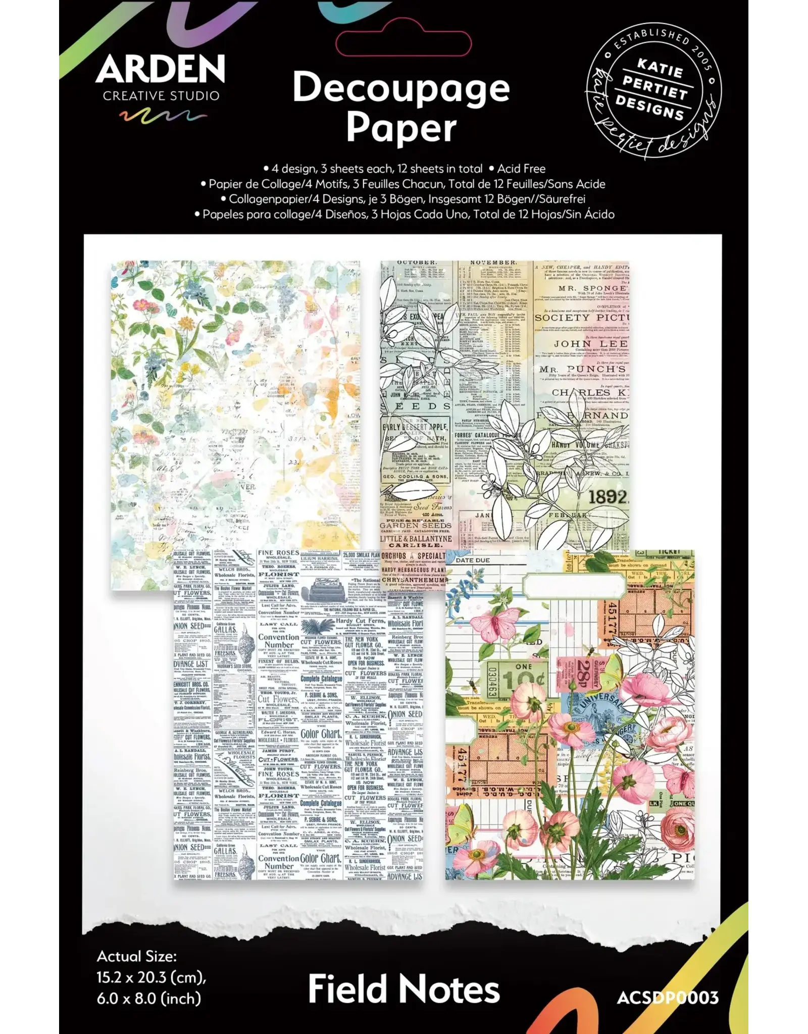 ARDEN CREATIVE STUDIO ARDEN CREATIVE STUDIO FIELD NOTES 6x8 DECOUPAGE PAPER
