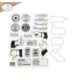 ELIZABETH CRAFT DESIGNS ELIZABETH CRAFT DESIGNS EVERYDAY MEMORIES DELIGHTFUL DISCOVERY THUMBS UP CLEAR STAMP & DIE SET