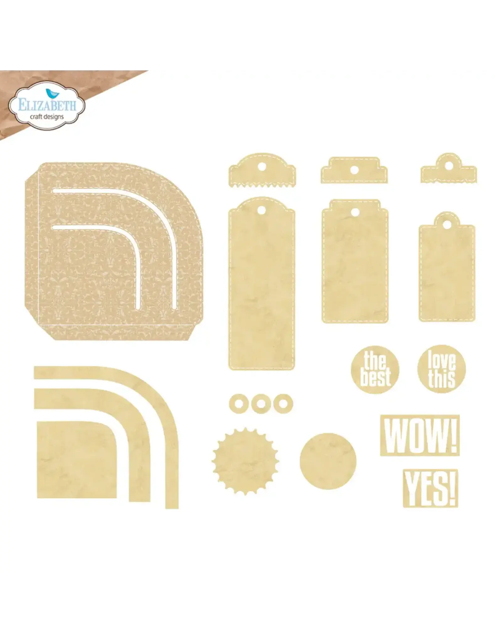 ELIZABETH CRAFT DESIGNS ELIZABETH CRAFT DESIGNS EVERYDAY MEMORIES DELIGHTFUL DISCOVERY ROUNDED POCKET WITH TAGS DIE SET