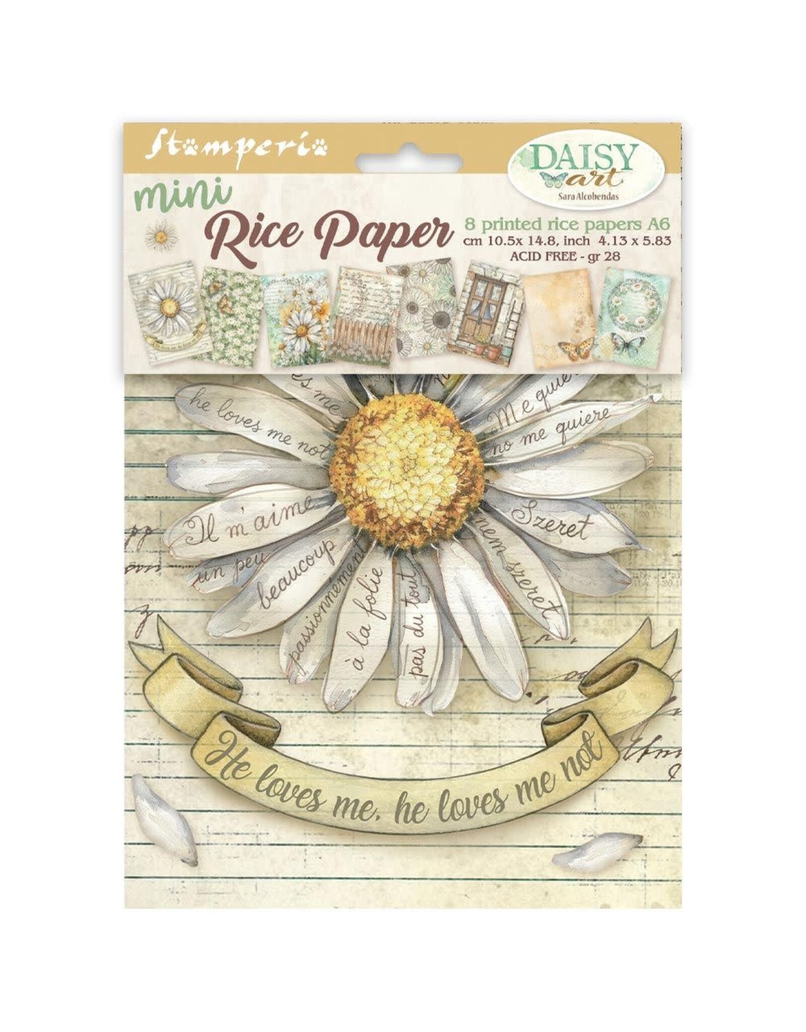 STAMPERIA STAMPERIA DAISY ART A6 MINI RICE PAPER 8/PK
