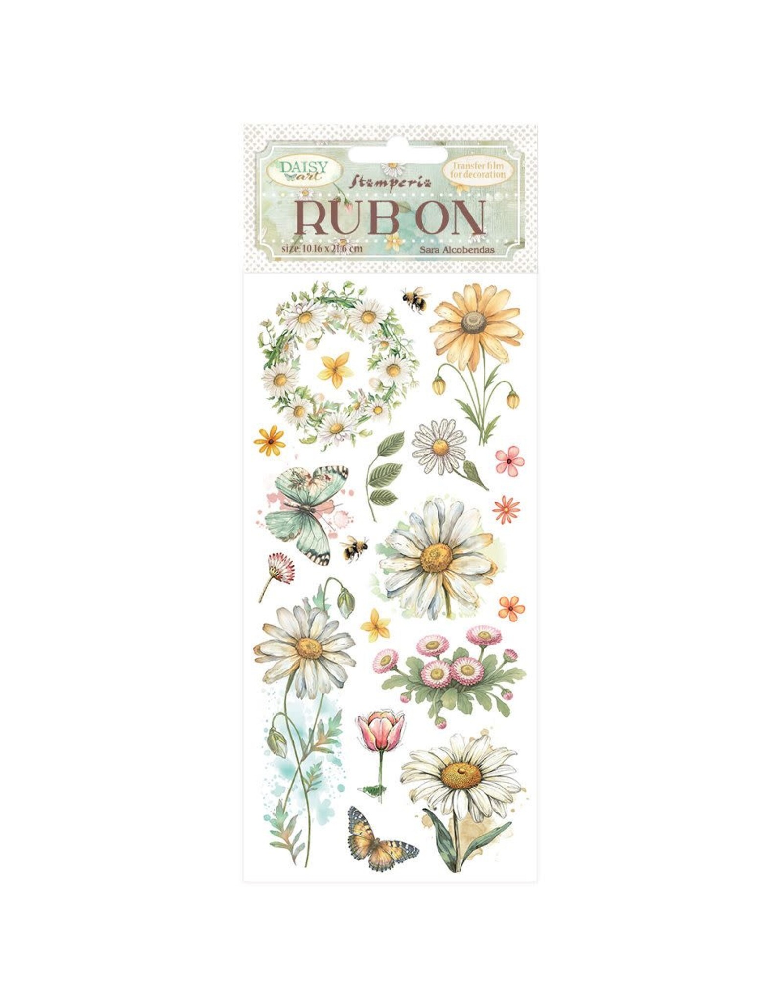 STAMPERIA STAMPERIA DAISY ART DAISY AND BUTTERFLY RUB-ON