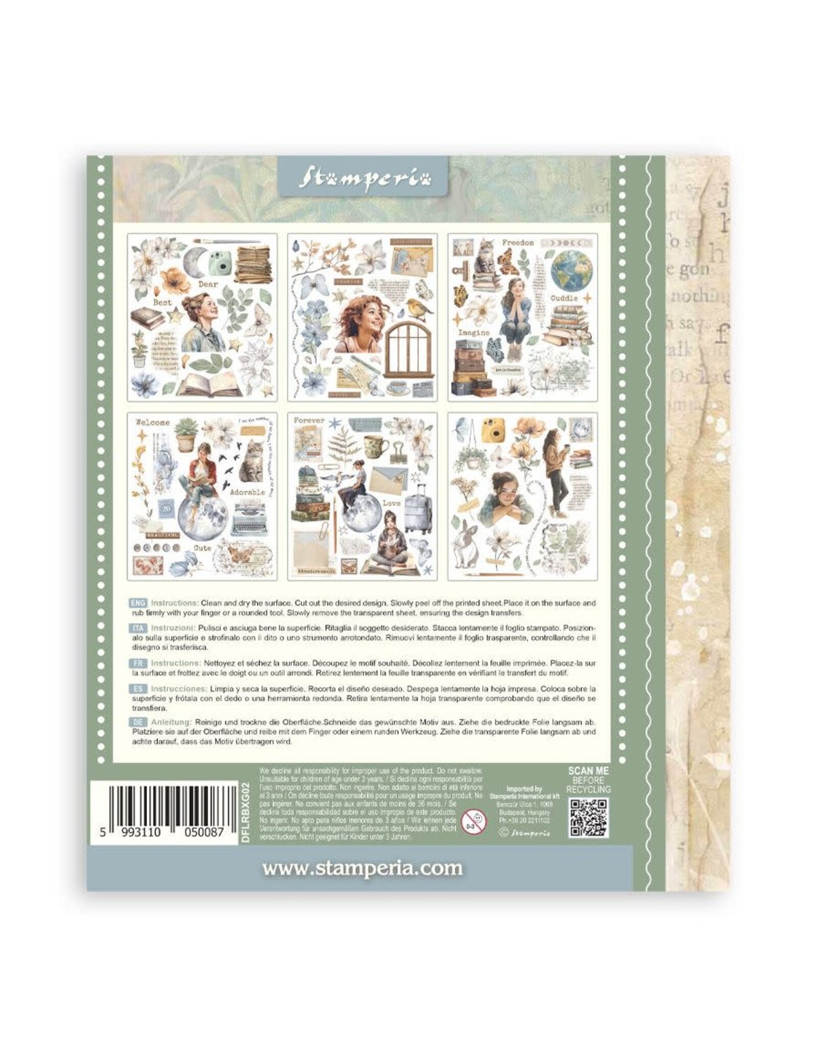 STAMPERIA STAMPERIA DAISY ART ASSORTED RUB-ONS 6/PK