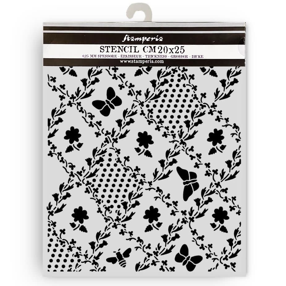 STAMPERIA STAMPERIA DAISY ART BUTTERFLY AND DAISY 20x25cm STENCIL