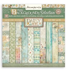 STAMPERIA STAMPERIA DAISY ART BACKGROUNDS SELECTION 12x12 PAPER PACK 10 SHEETS