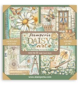 STAMPERIA STAMPERIA DAISY ART MAXI PAD 8x8 PAPER PACK 22 SINGLE FACED SHEETS
