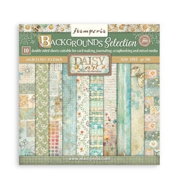 STAMPERIA STAMPERIA DAISY ART BACKGROUNDS SELECTION 8x8 PAPER PACK 10 SHEETS
