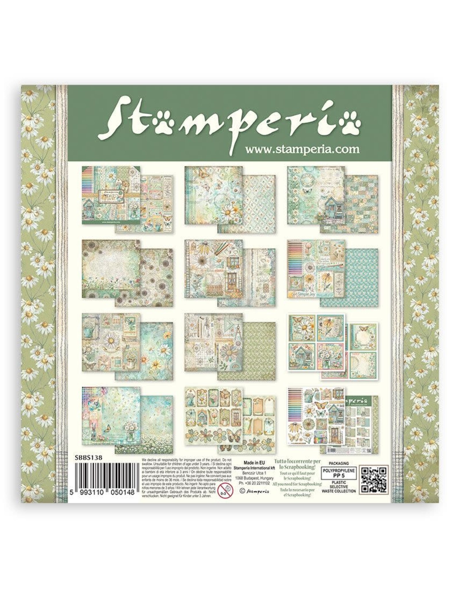 STAMPERIA STAMPERIA DAISY ART 8x8 PAPER PACK 10 SHEETS