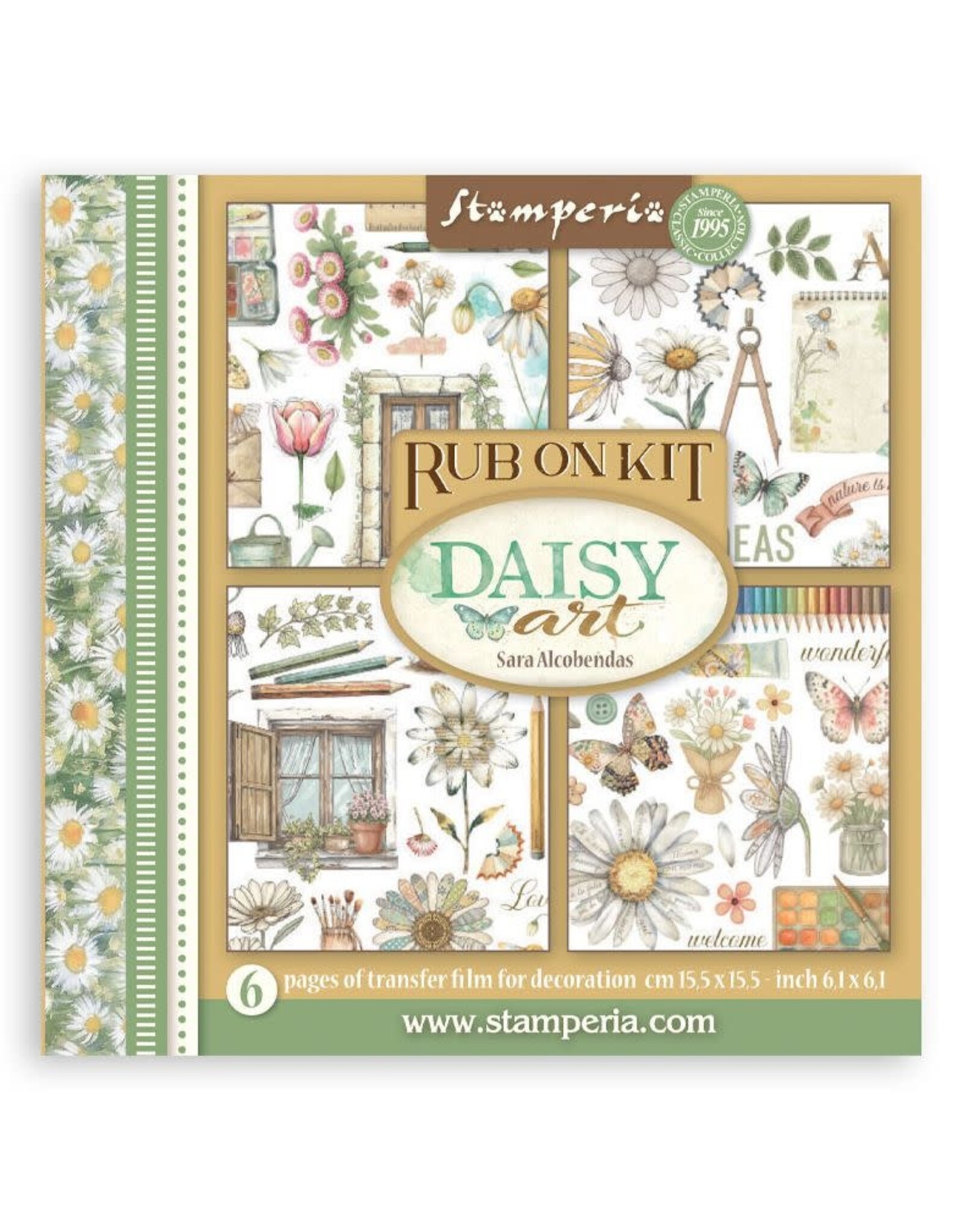 STAMPERIA STAMPERIA DAISY ART ASSORTED RUB-ONS 6/PK