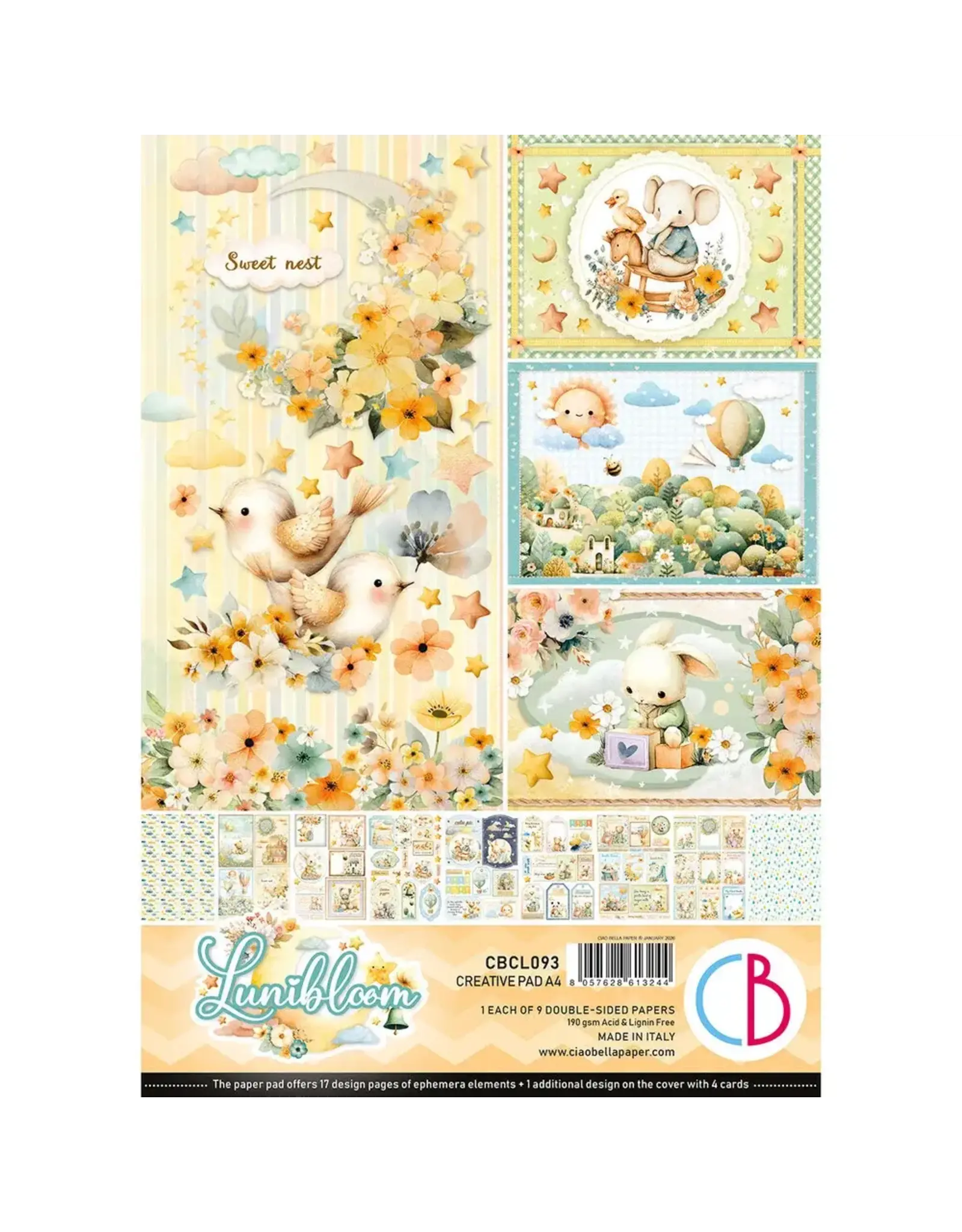 CIAO BELLA CIAO BELLA LUNIBLOOM A4 CREATIVE PAD 9 SHEETS
