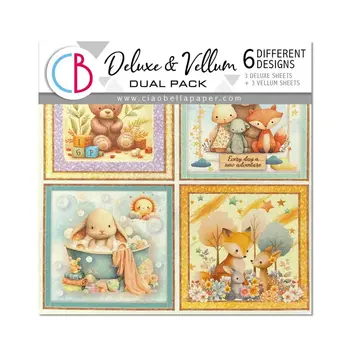 CIAO BELLA CIAO BELLA LUNIBLOOM 6x6 DELUXE PEARL & VELLUM MIXED PAPER PACK 6 SHEETS