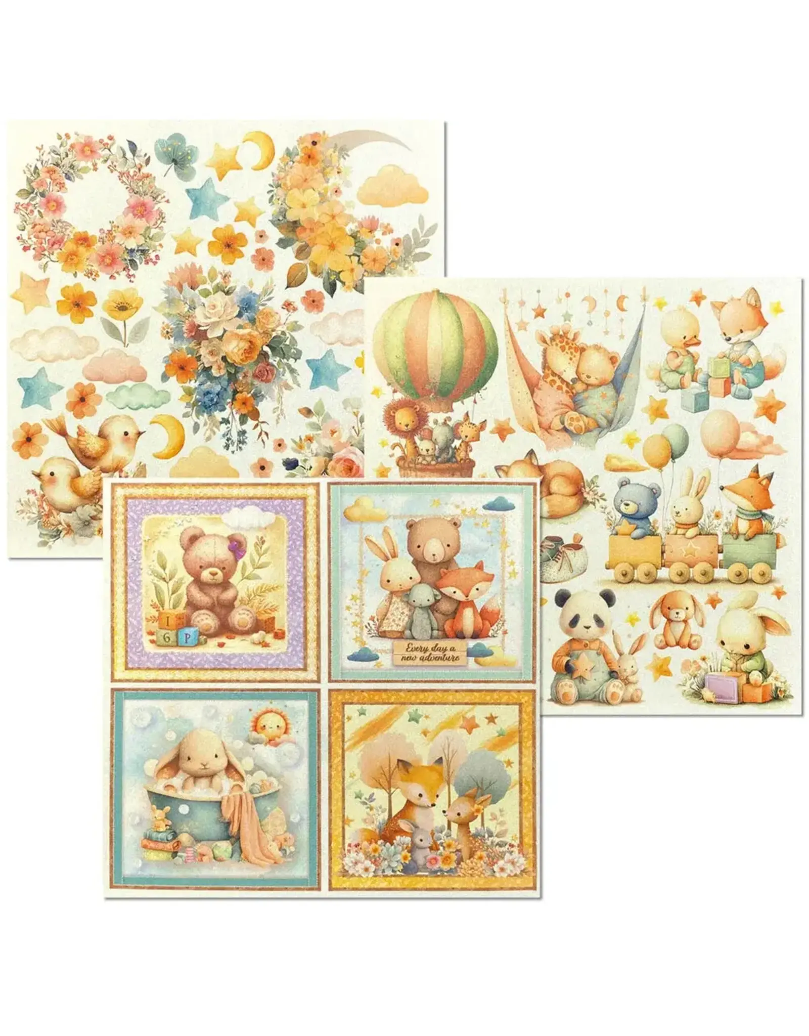 CIAO BELLA CIAO BELLA LUNIBLOOM 6x6 DELUXE PEARL & VELLUM MIXED PAPER PACK 6 SHEETS