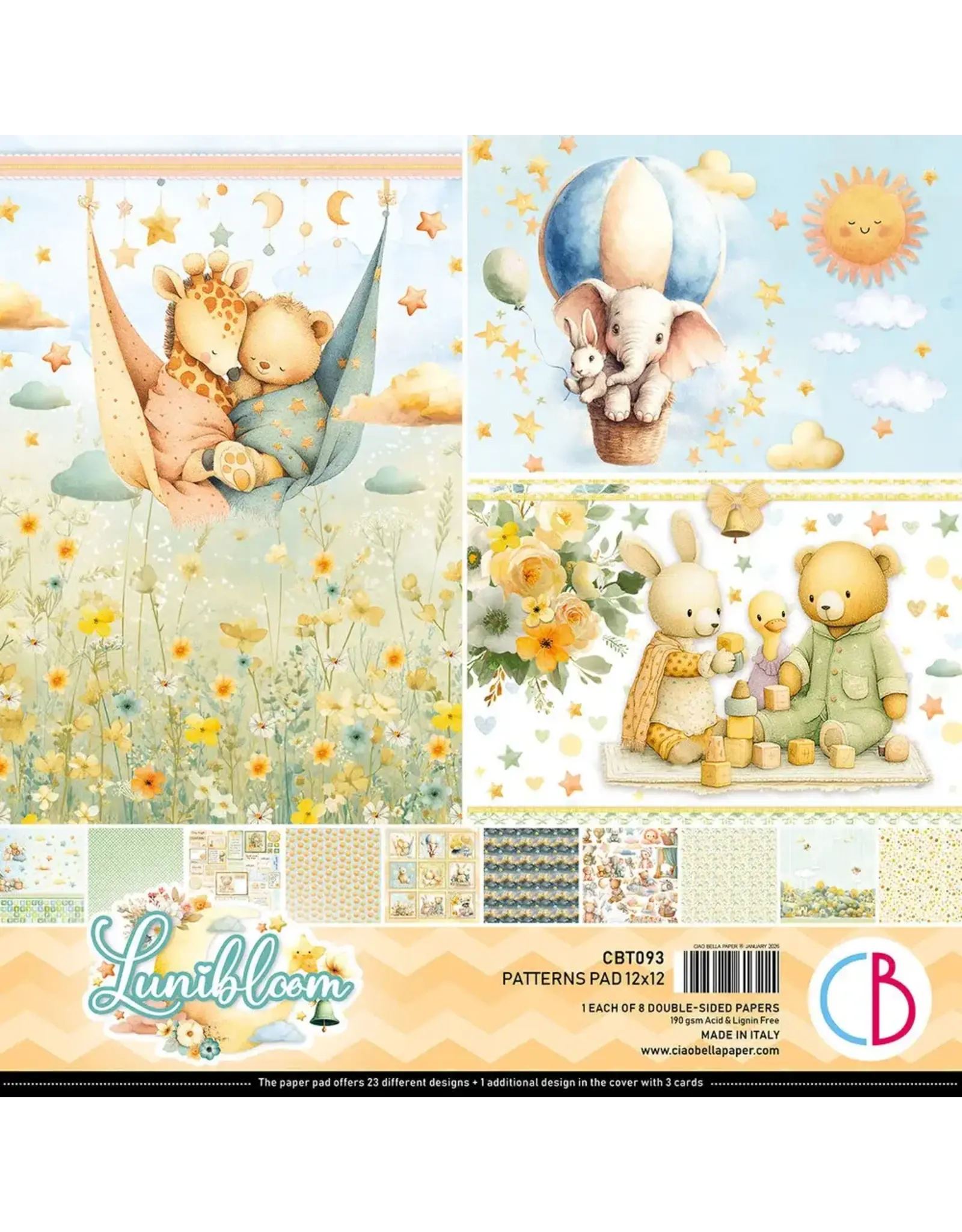 CIAO BELLA CIAO BELLA LUNIBLOOM 12x12 PATTERNS PAD 8 SHEETS