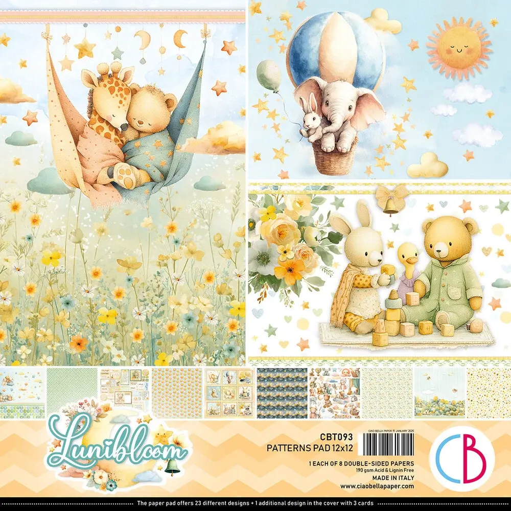 CIAO BELLA CIAO BELLA LUNIBLOOM 12x12 PATTERNS PAD 8 SHEETS